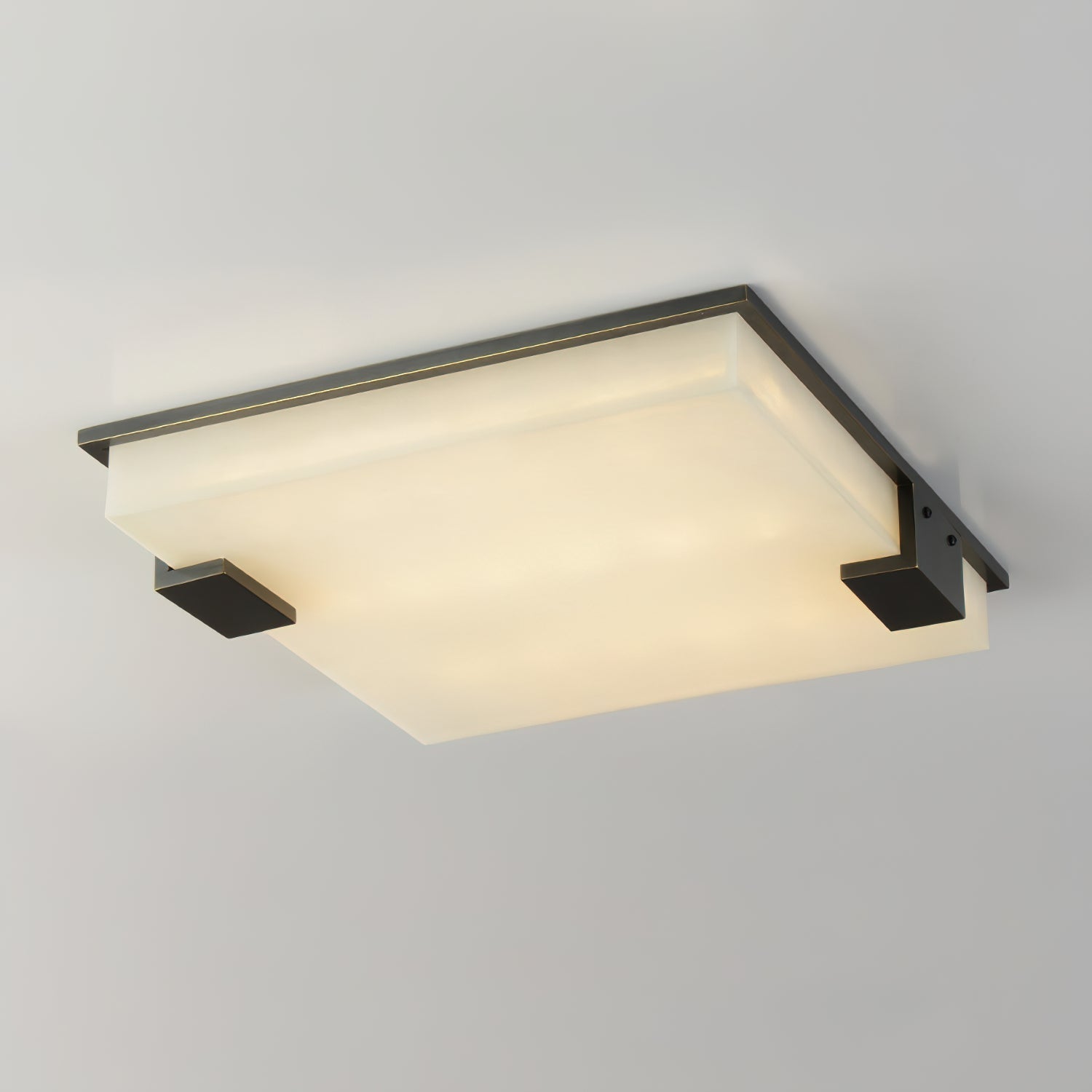 Muse Modern Minimalist Alabaster Flush Mount Ceiling Light - Lamp Copper