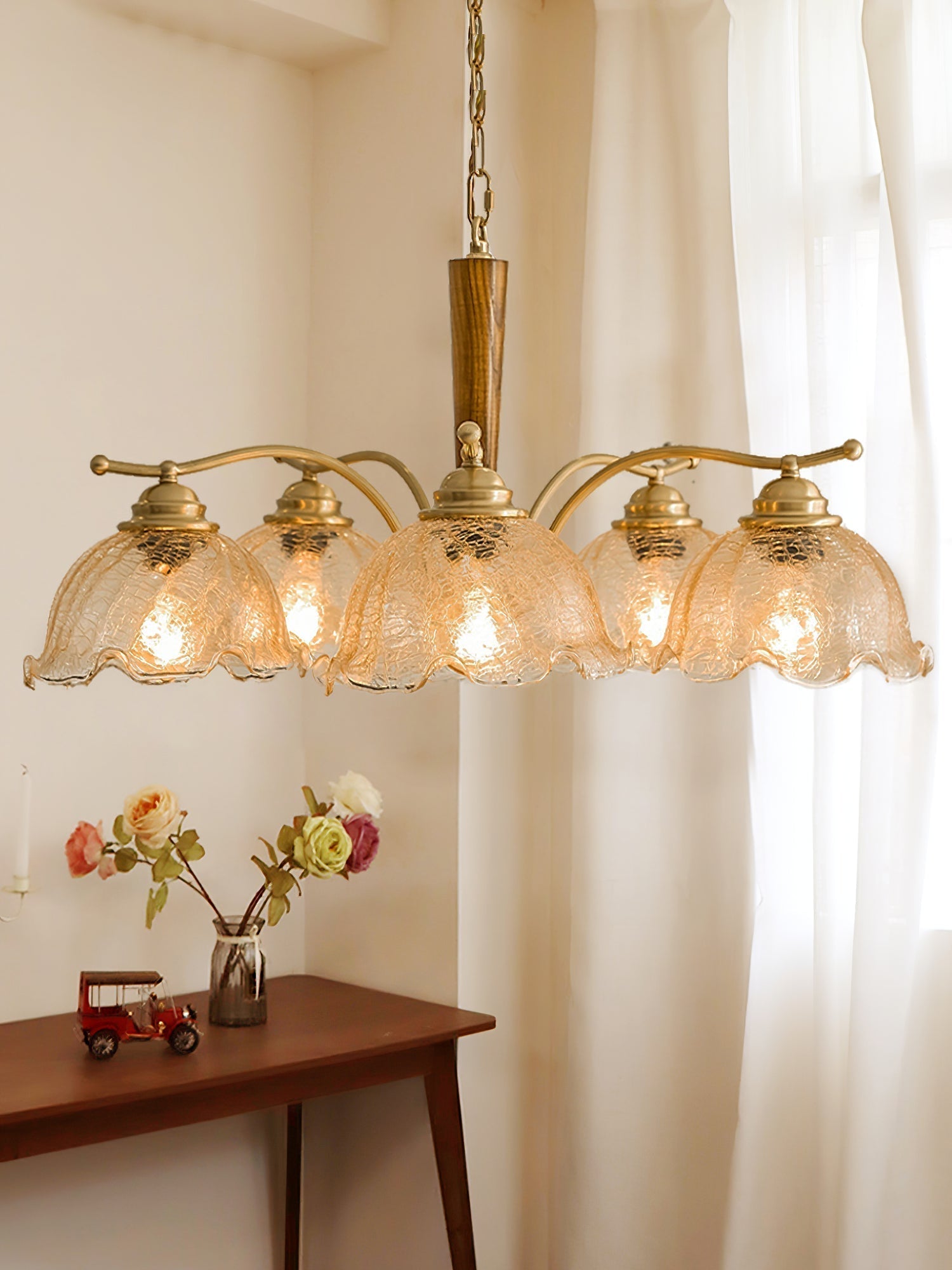 Ogle Individual Creativity Flower Metal Glass Chandelier - Lamp Copper