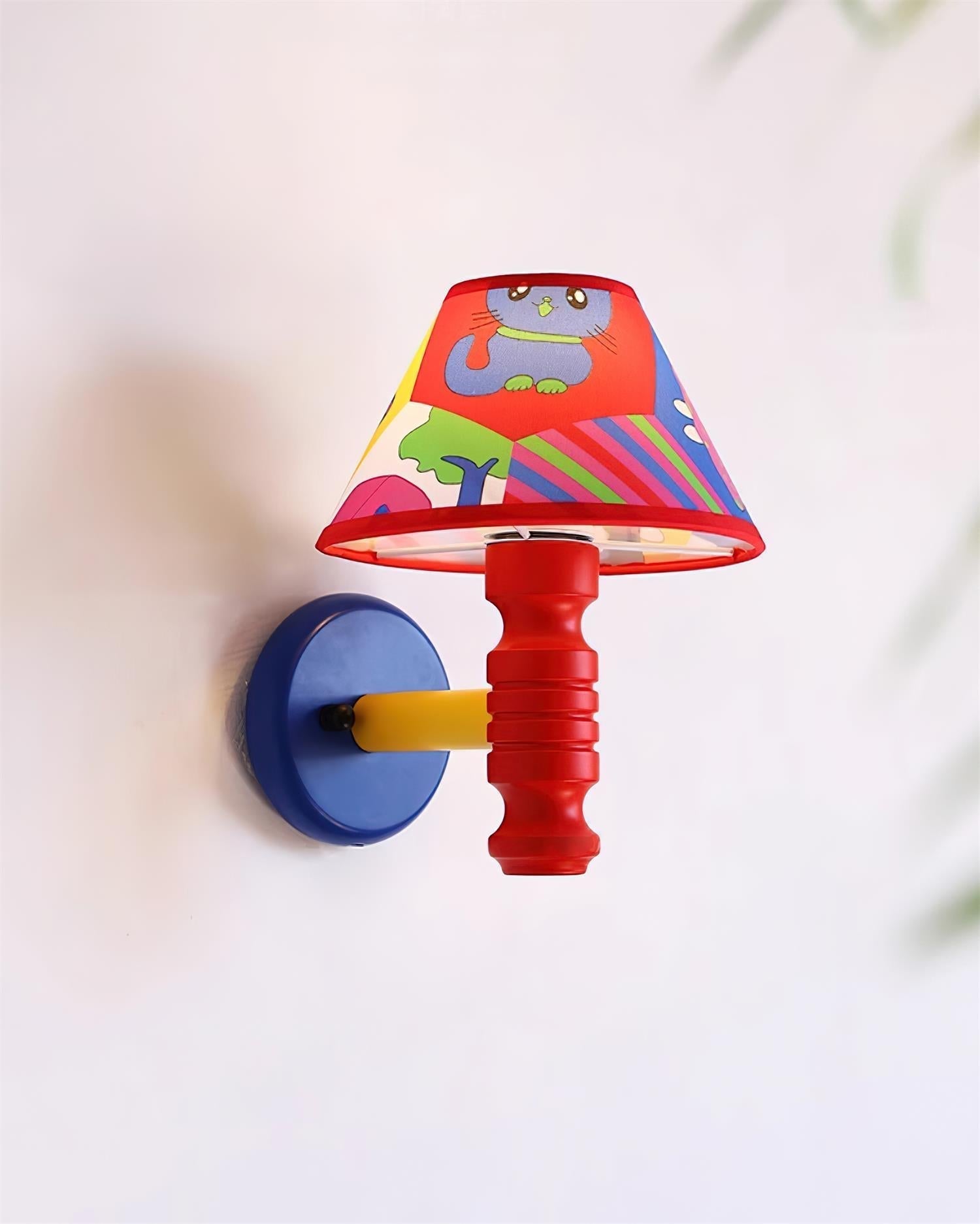 Wall Lamp with Cartoon Fabric Shade and Metal Arm Kids Room - Letslighting