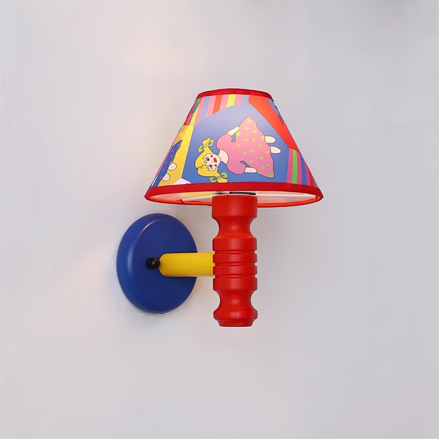 Wall Lamp with Cartoon Fabric Shade and Metal Arm Kids Room - Letslighting
