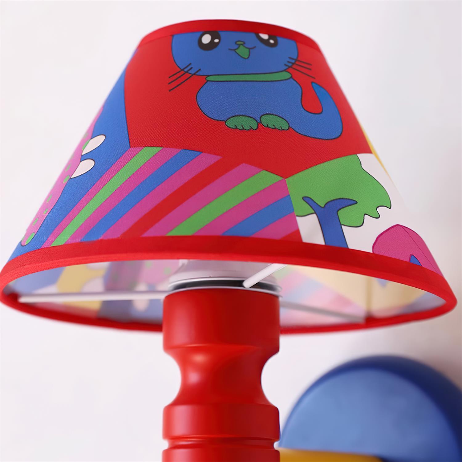 Wall Lamp with Cartoon Fabric Shade and Metal Arm Kids Room - Letslighting