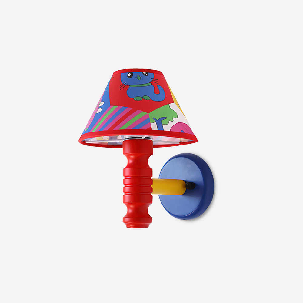 Wall Lamp with Cartoon Fabric Shade and Metal Arm Kids Room - Letslighting