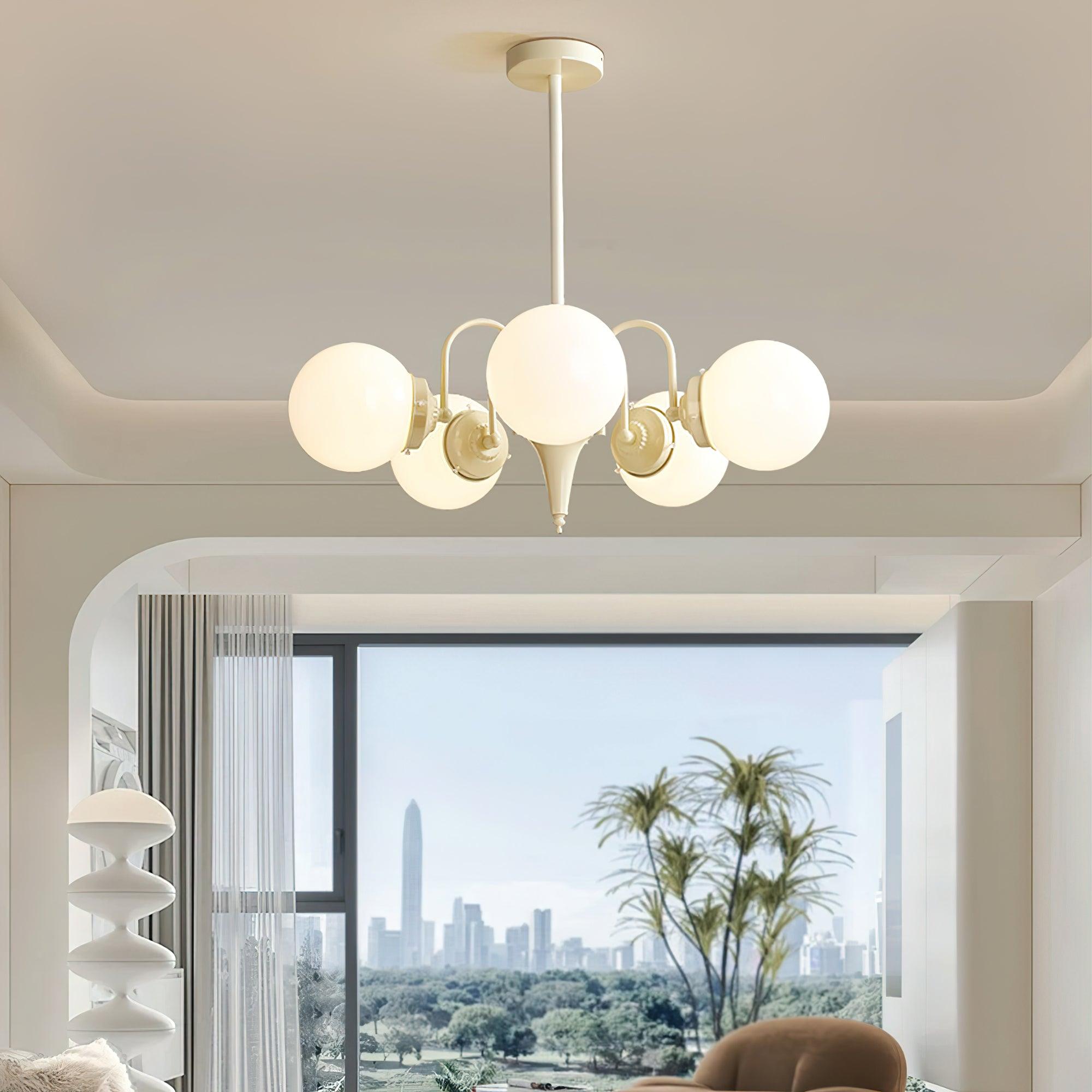 Lustra Chandelier Globe Cream Modern - Blowlighting