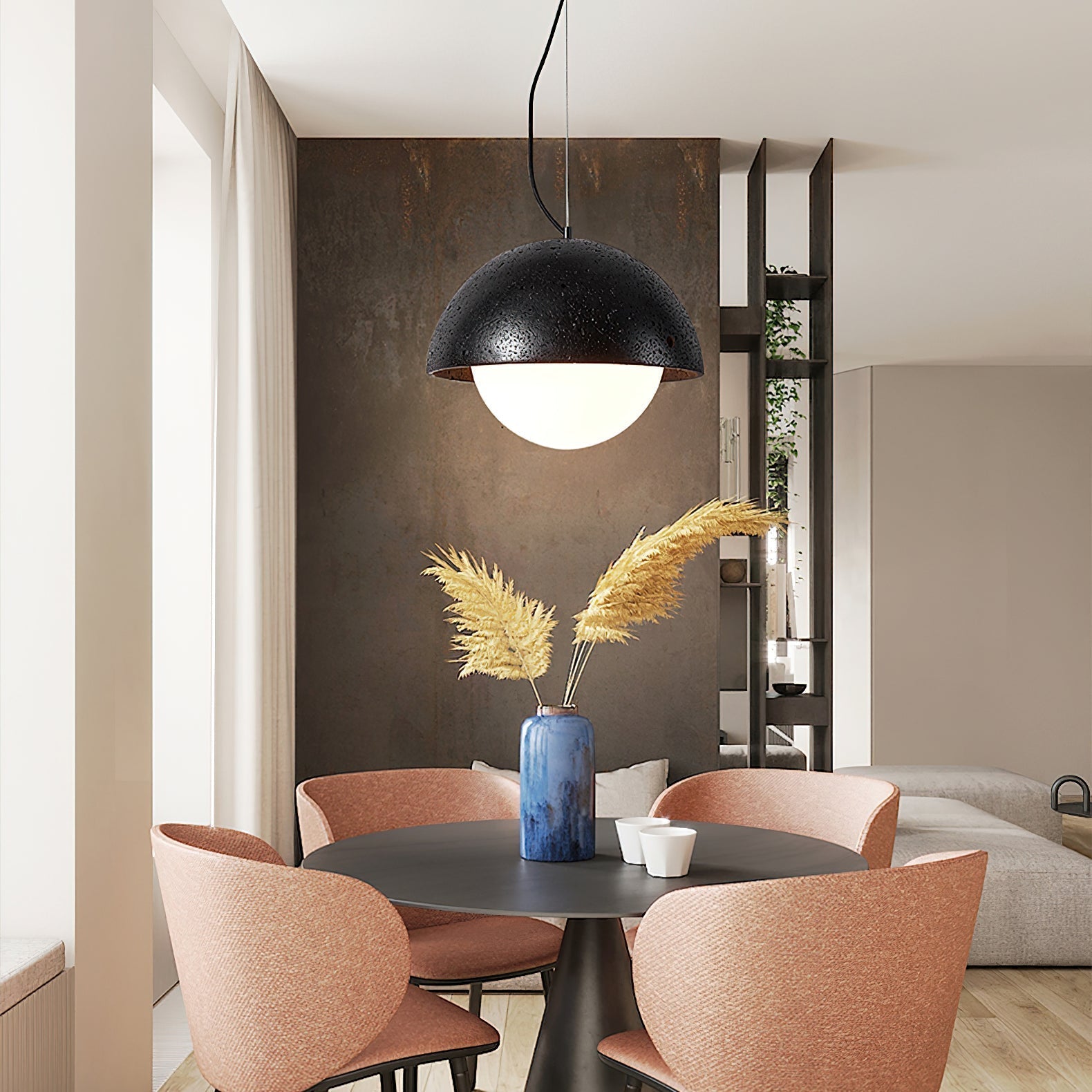 Avdoraris Dome-Shaped Travertine Pendant Light - Neutralighting