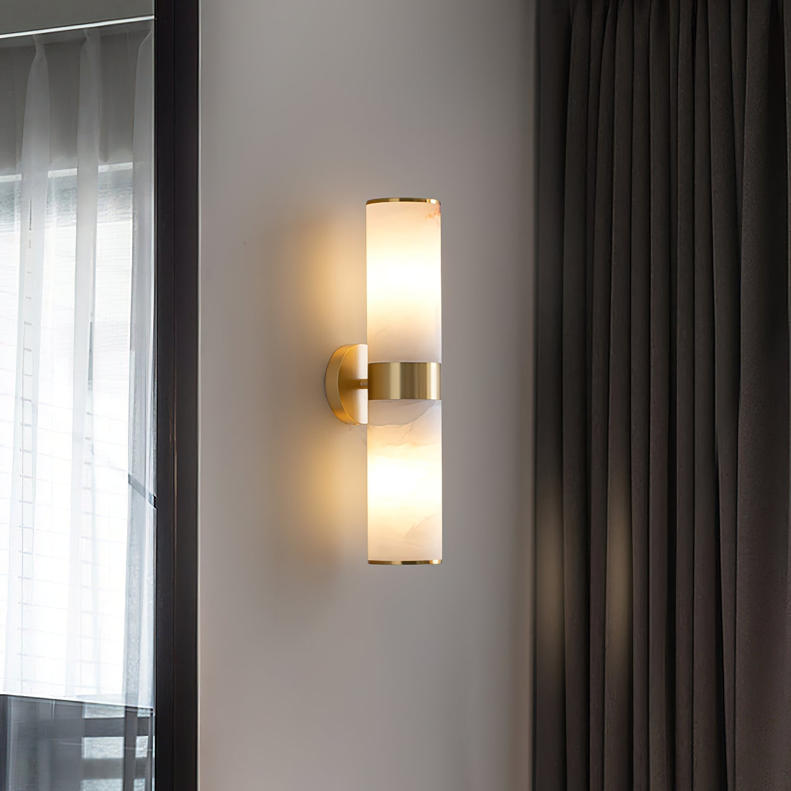 Sway Modern Minimalist Vanity Alabaster Sconce Wall Lamp - Lamp Copper