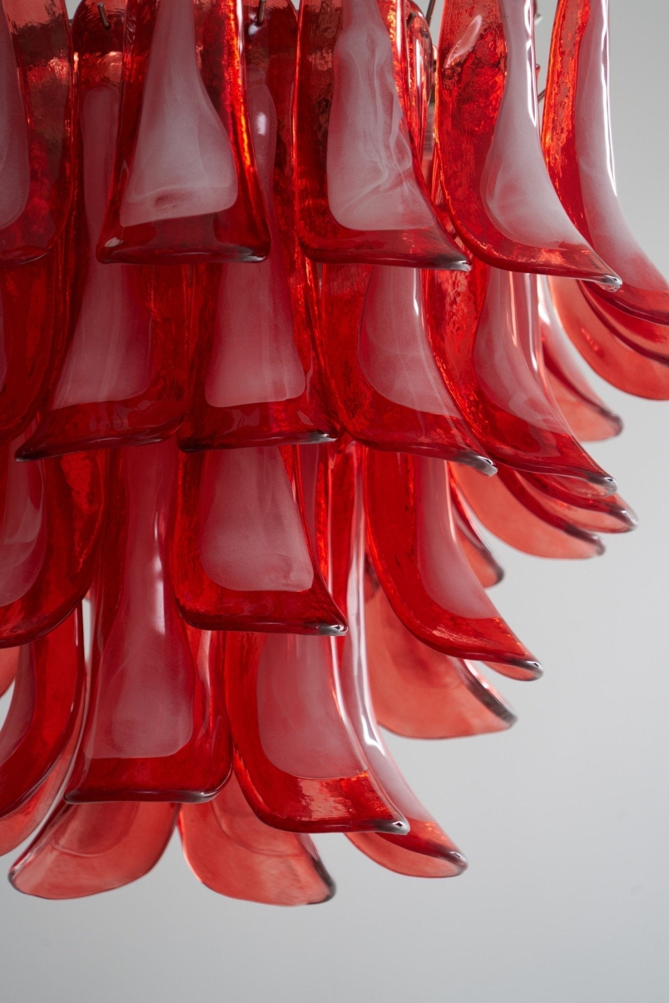 Aurora Chandelier Crimson Murano Glass Petals Layered Vintage - Neutralighting