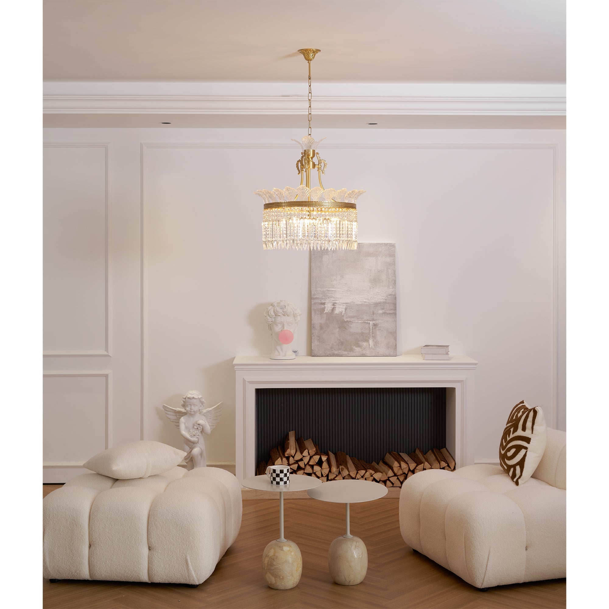 Kristy Lampadario in Ottone e Cristallo
