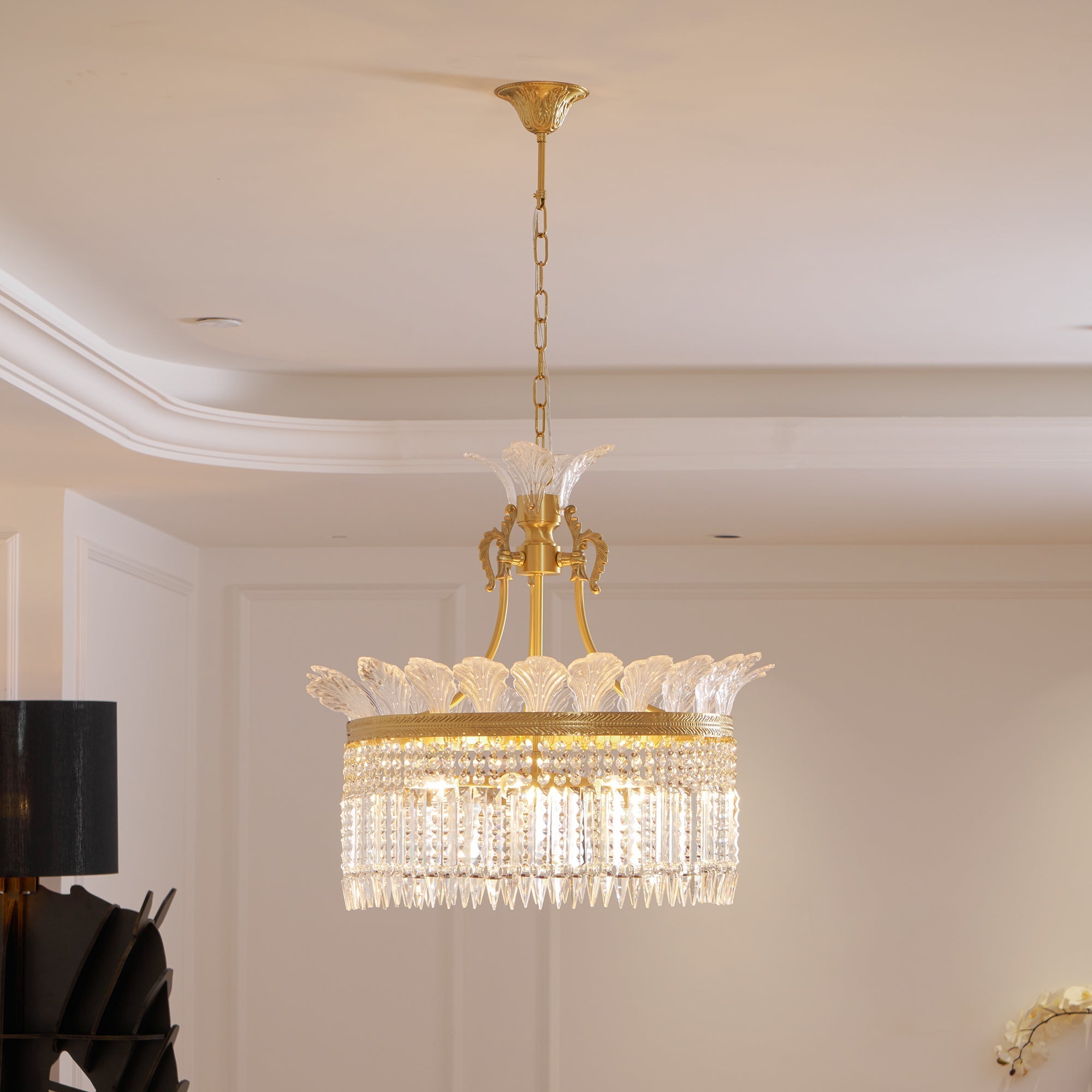 Kristy Lampadario in Ottone e Cristallo
