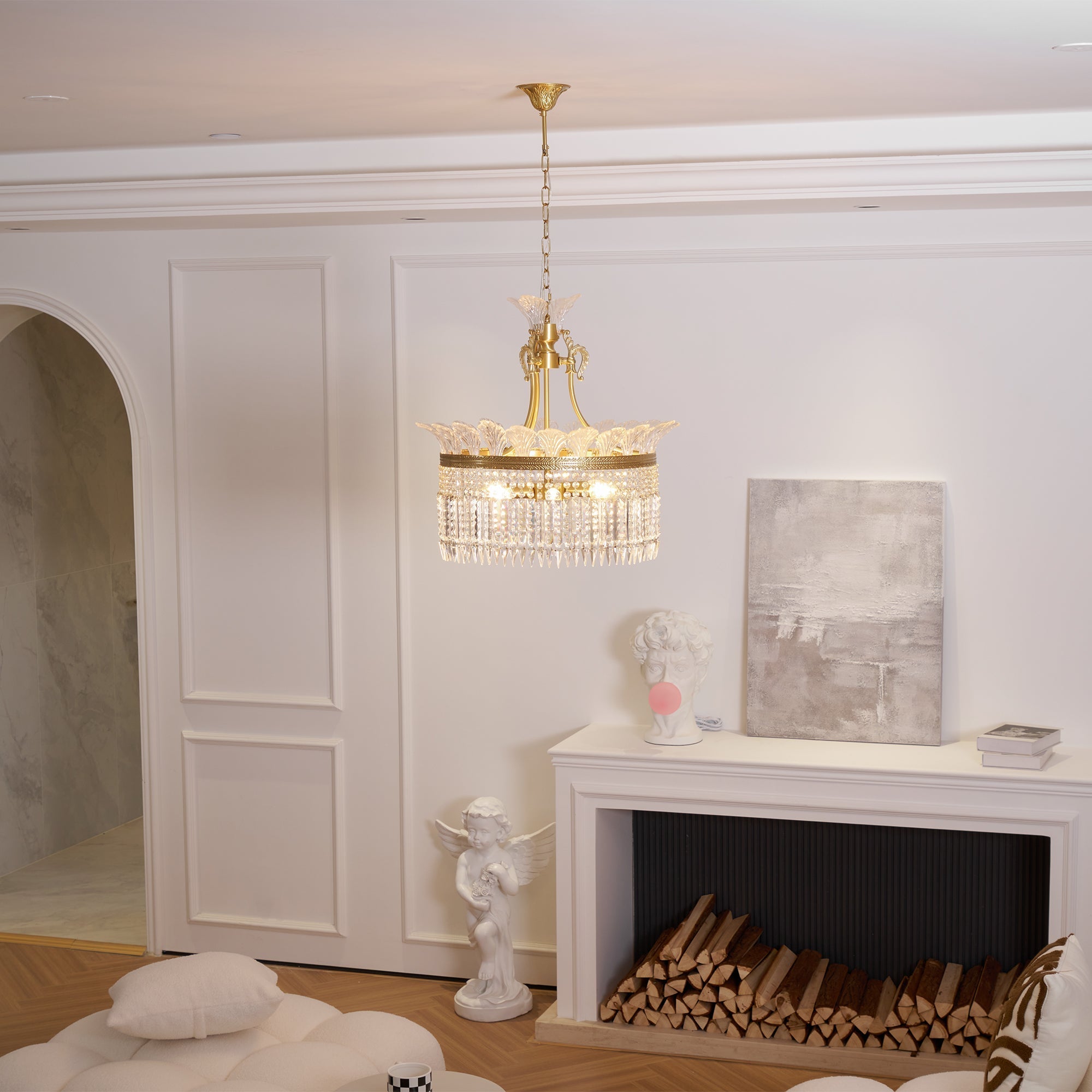 Kristy Lampadario in Ottone e Cristallo