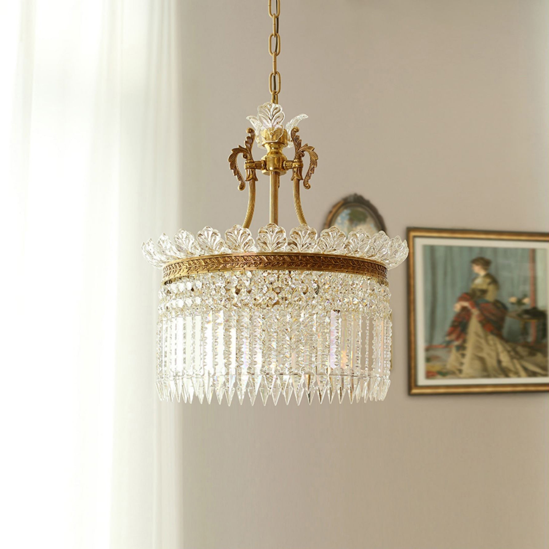 Kristy Lampadario in Ottone e Cristallo