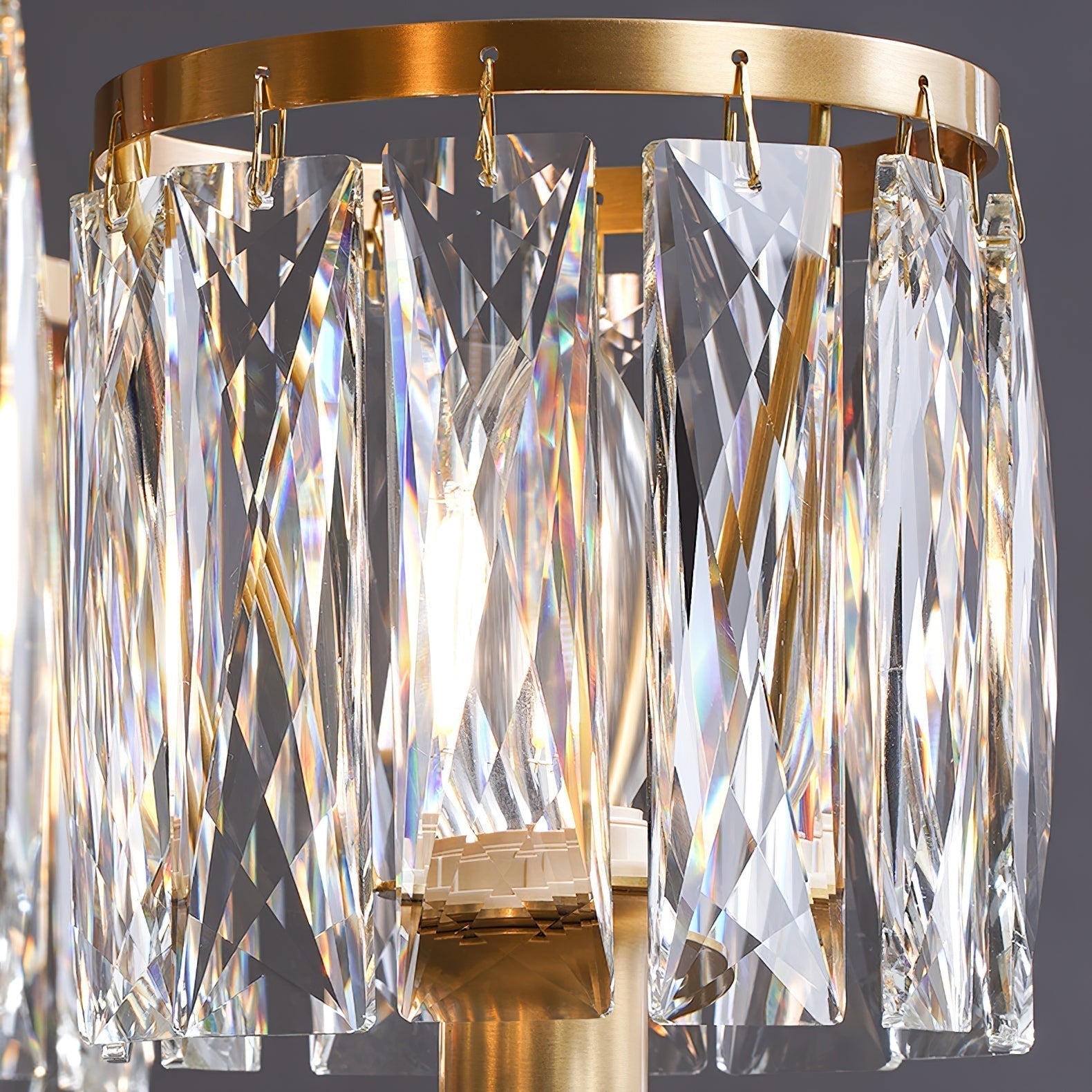 Amber Individual Creativity Column Brass Crystal Chandelier - Lamp Copper