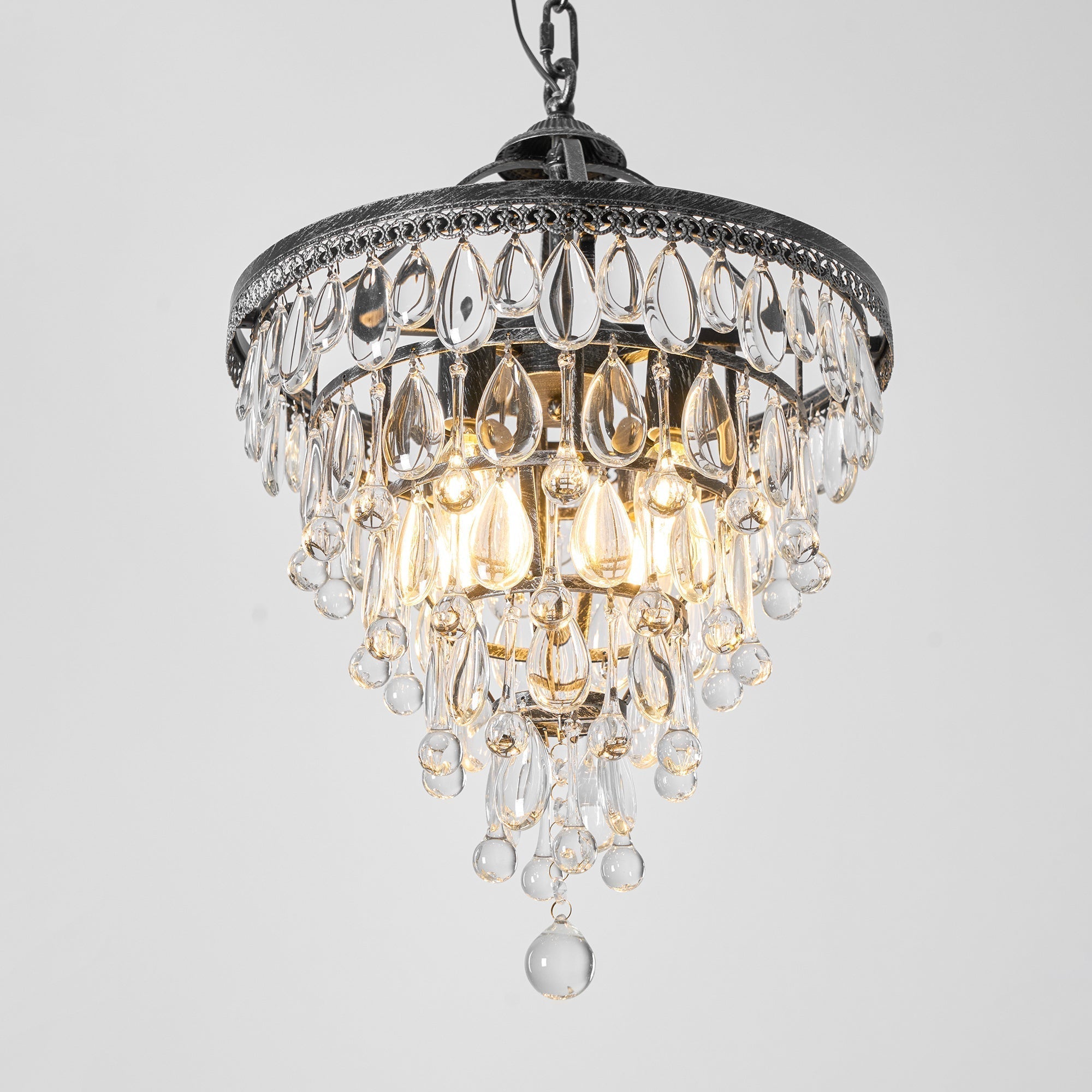 Blink Unique Inverted Pyramid Metal Crystal Chandelier - Lamp Copper