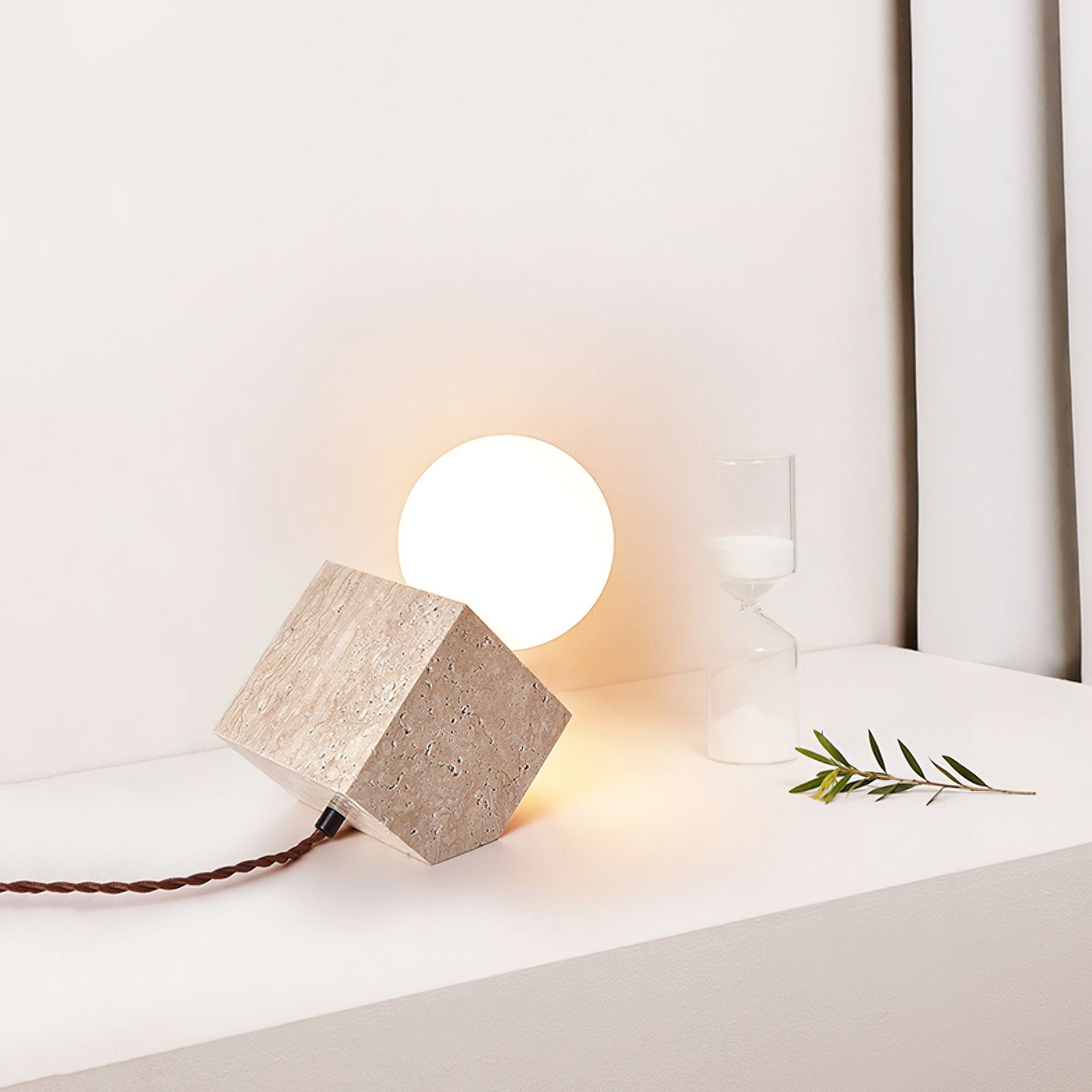 Cube Stone Table Lamp - Lamp Copper