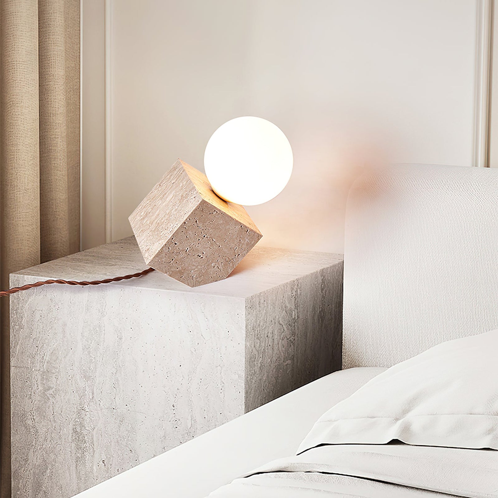 Cube Stone Table Lamp - Lamp Copper