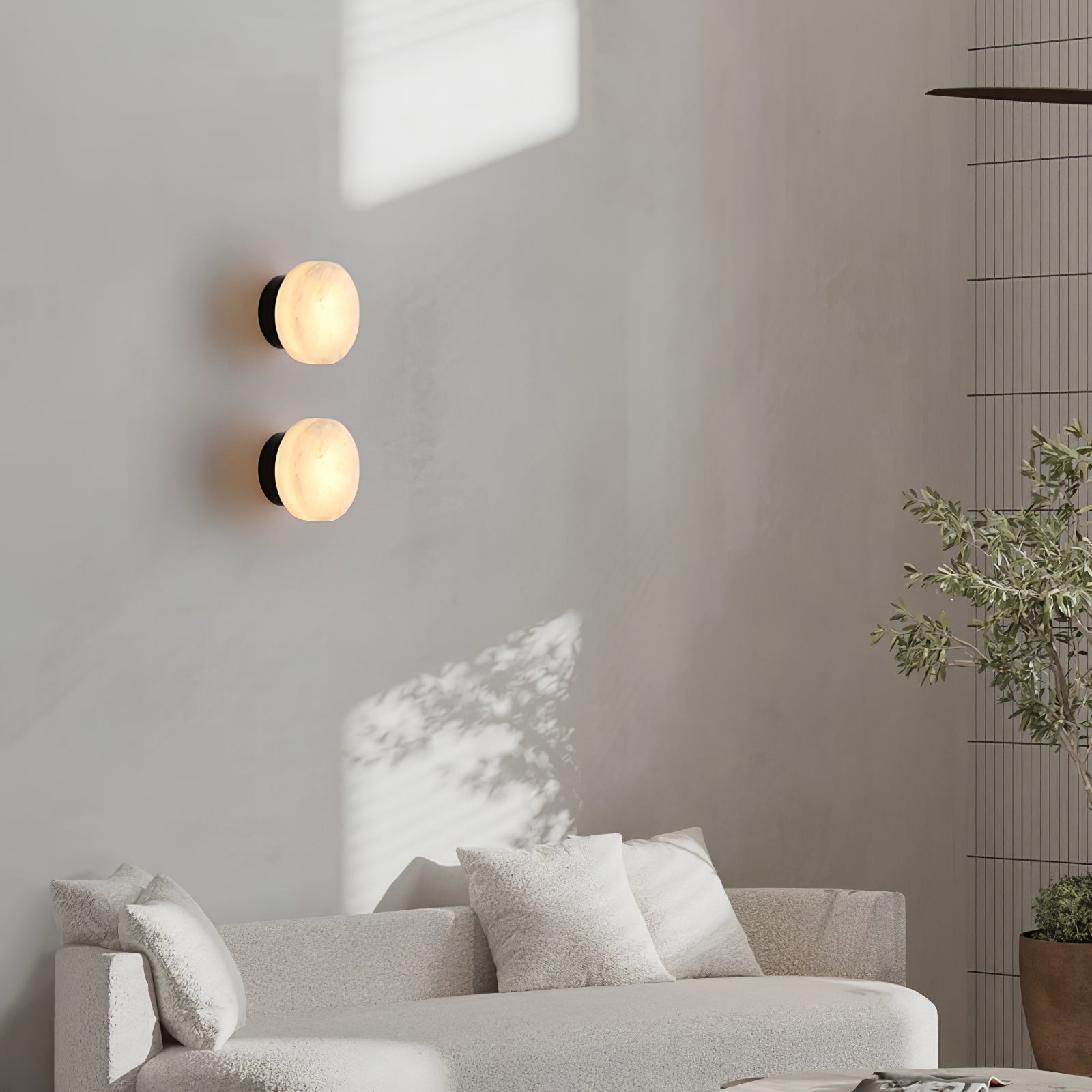 Glim Modern Minimalist Brass Metal Alabaster Wall Lamp - Lamp Copper