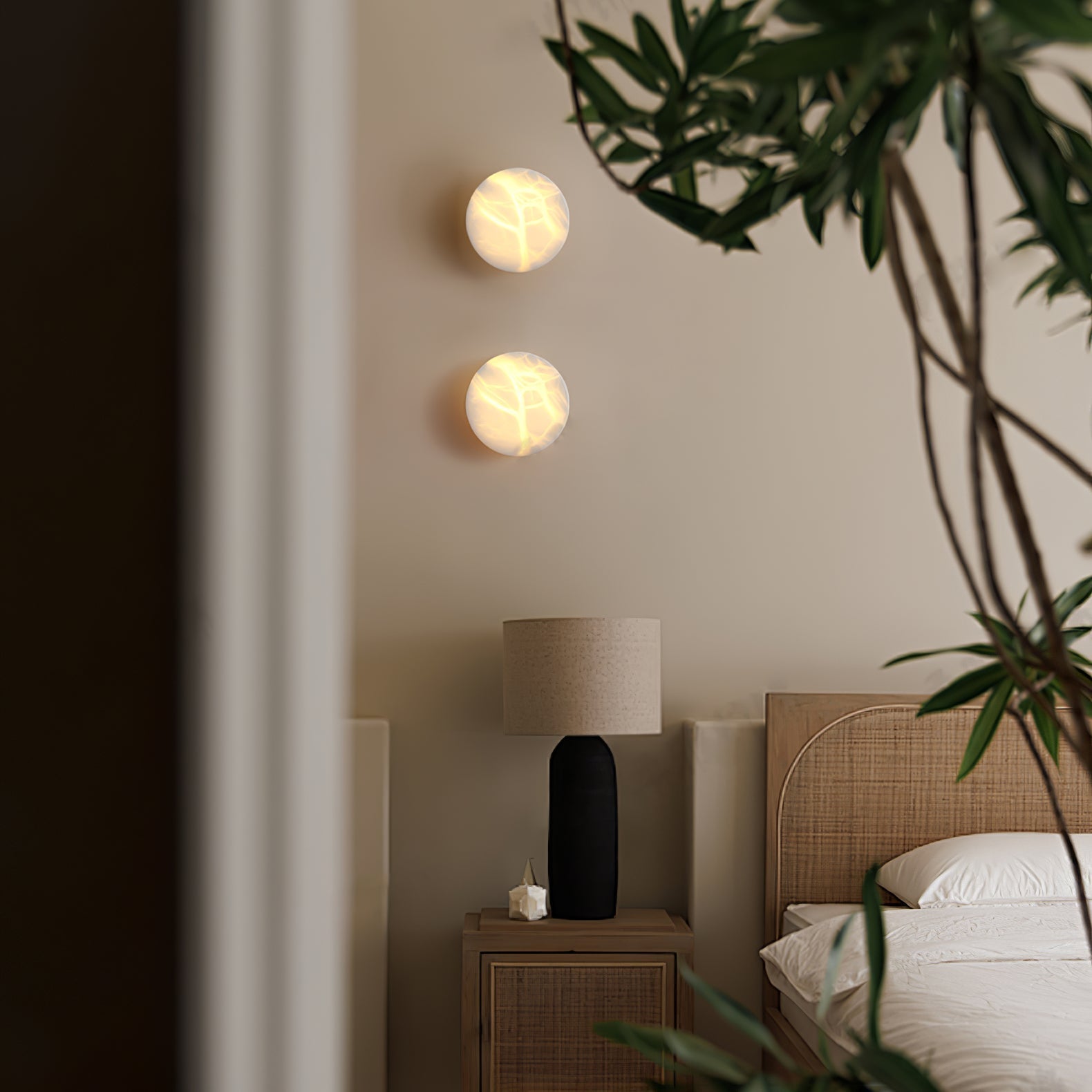 Glim Modern Minimalist Brass Metal Alabaster Wall Lamp - Lamp Copper