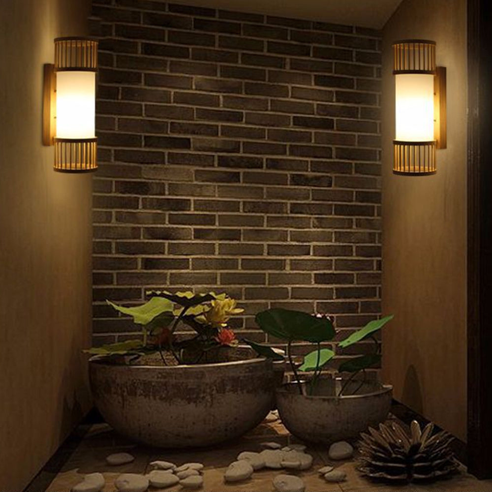 Muto Applique Rustica Cilindrica Rattan a LED Applique da Corridoio