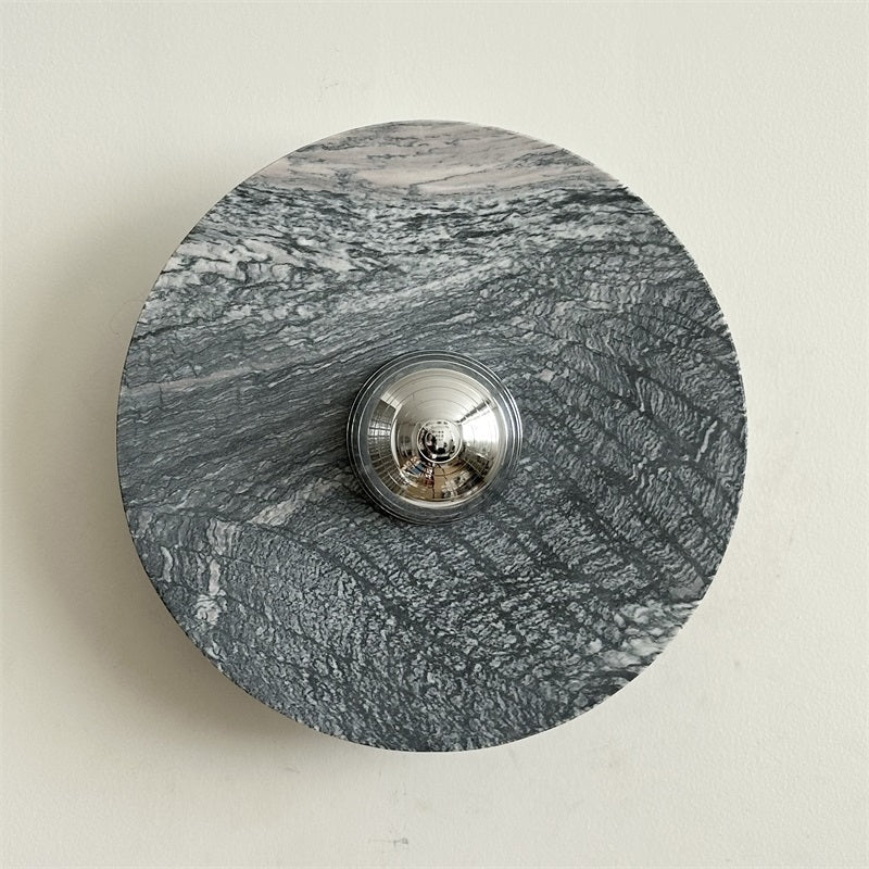 Zeno Modern Minimalist Round Chrome Marble Metal Wall Sconce - Lamp Copper