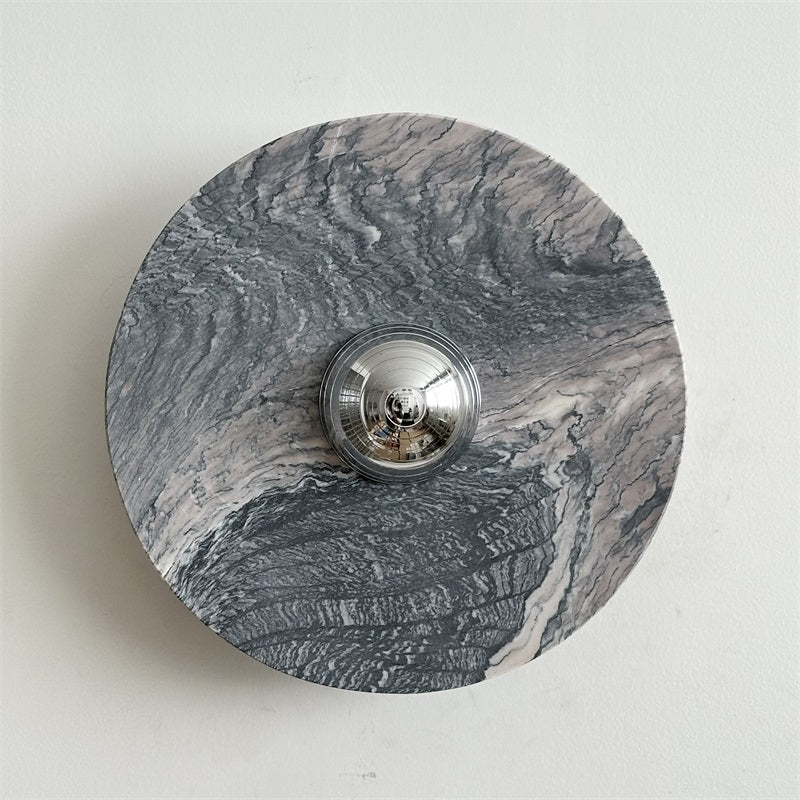 Zeno Modern Minimalist Round Chrome Marble Metal Wall Sconce - Lamp Copper