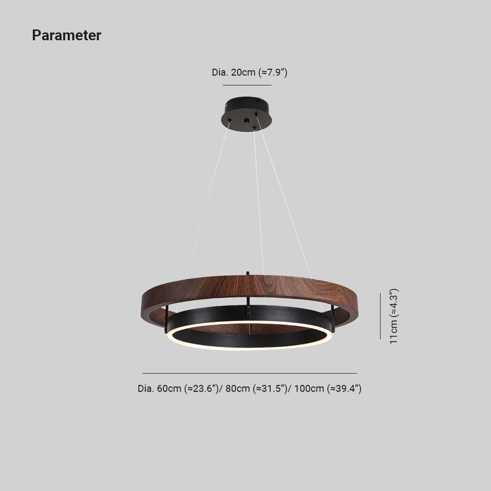 Muto Lampadario ad Anello in Legno