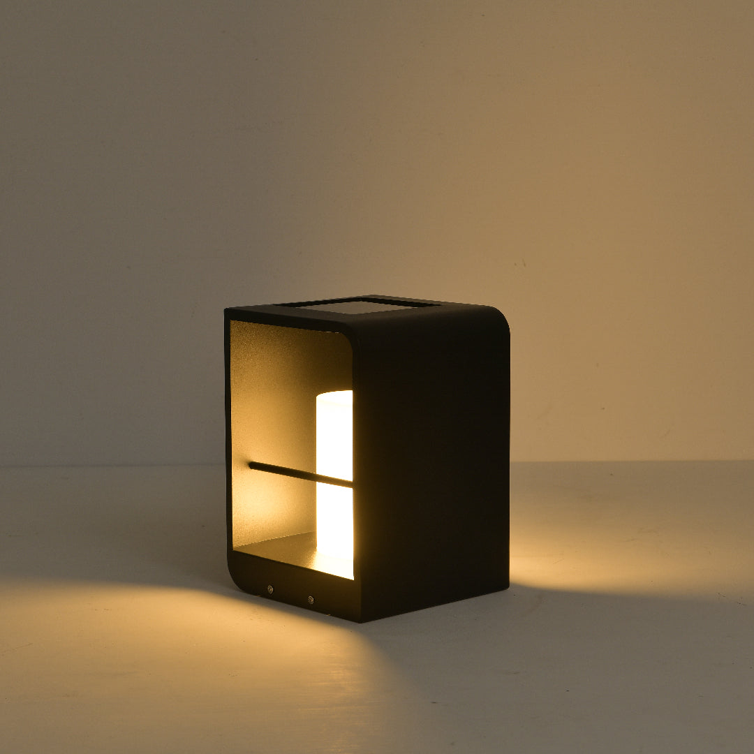 Ray Moderno Quadrato Solare Metallo Lampade da Esterno Nero