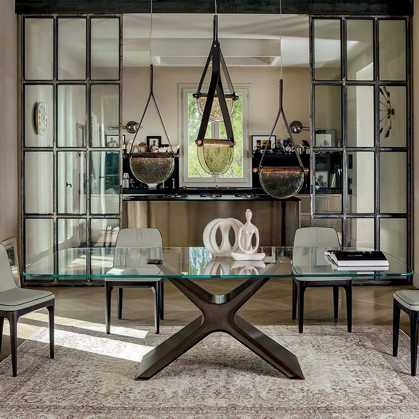 Knack Art Modern Minimalist Glass Metal Pendant Lamp - Lamp Copper