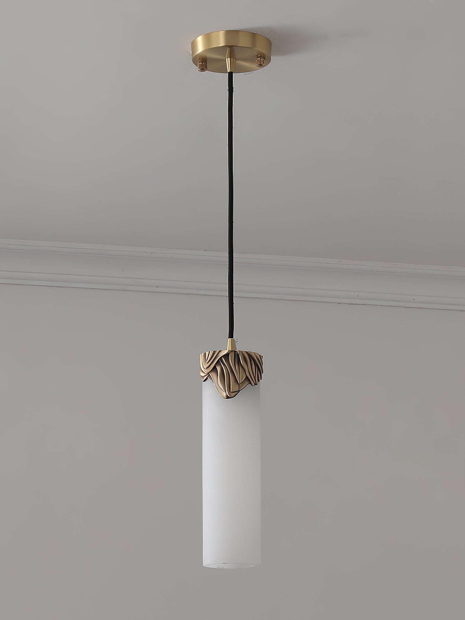 Quiver Modern Minimalist Brass Alabaster Pendant Light - Lamp Copper