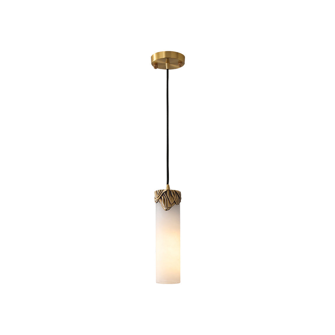 Quiver Modern Minimalist Brass Alabaster Pendant Light - Lamp Copper