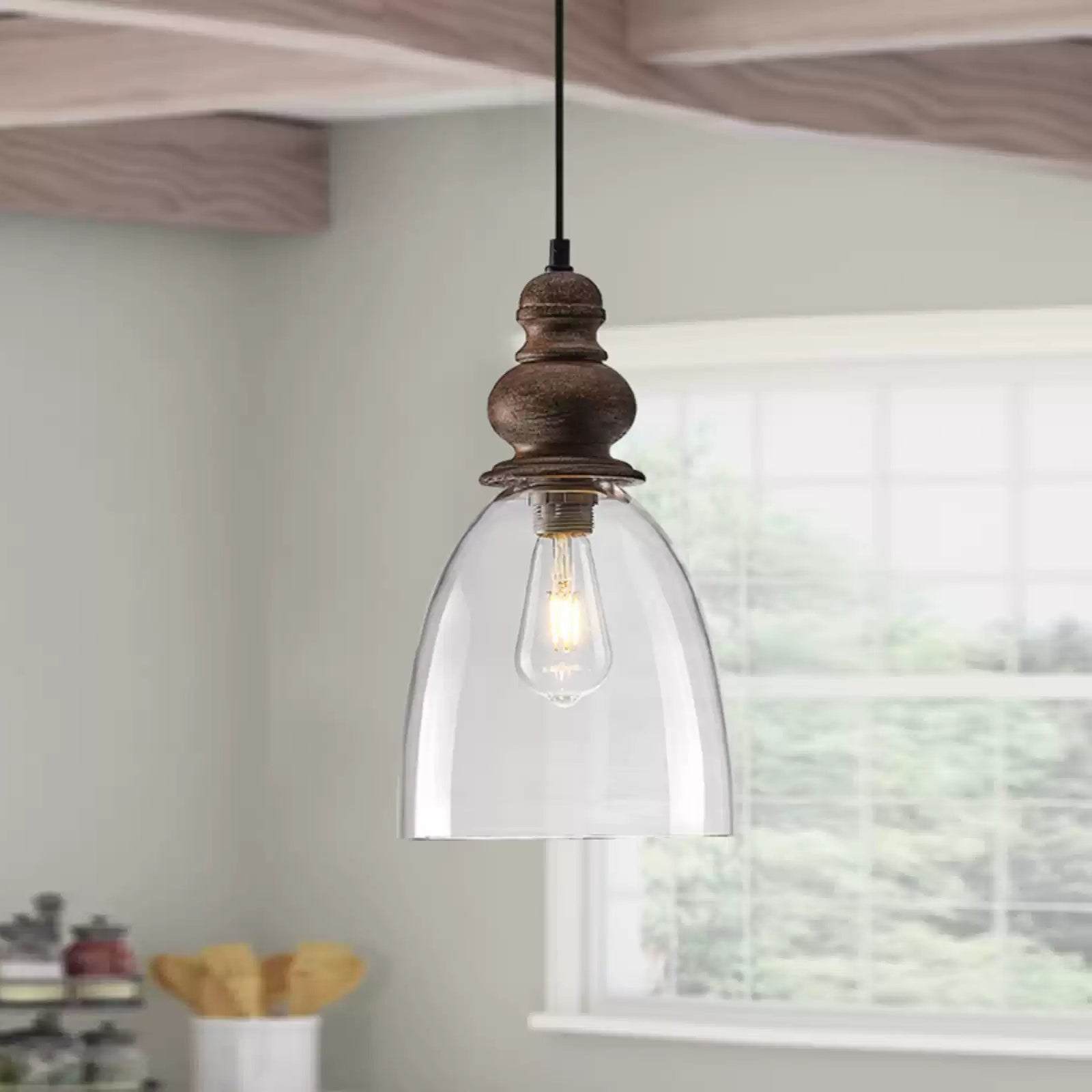 Inert Modern Minimalist Wooden Glass Pendant Lamp - Lamp Copper
