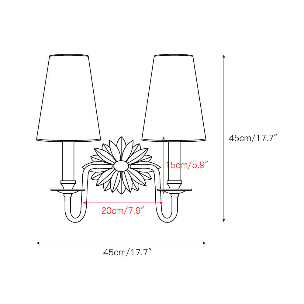 Nimb Premium Elegance Double Brass Fabric Sconce Wall Lamp - Lamp Copper