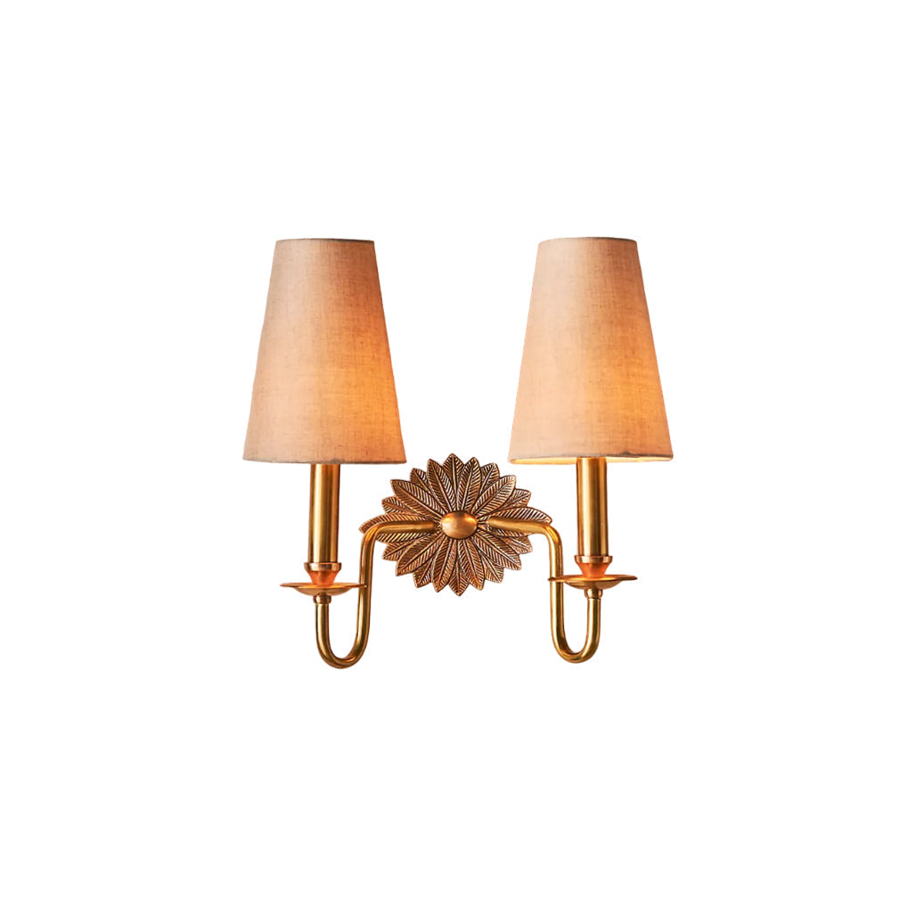 Nimb Premium Elegance Double Brass Fabric Sconce Wall Lamp - Lamp Copper