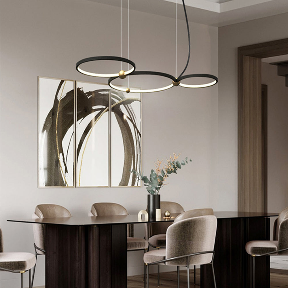 Arisha Minimalista Squillo LED Lampada a Sospensione Metallo Nero Sala da Pranzo/Soggiorno/Camera da Letto