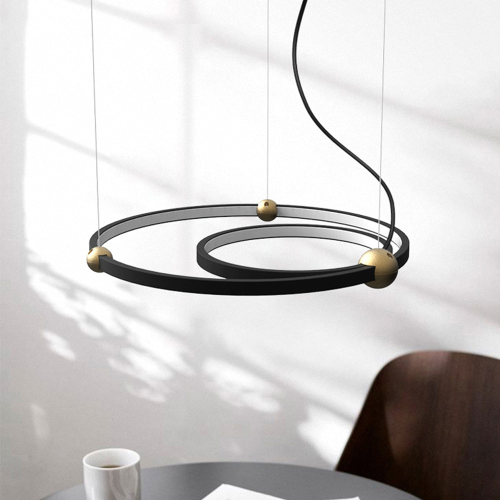 Arisha Minimalista Squillo LED Lampada a Sospensione Metallo Nero Sala da Pranzo/Soggiorno/Camera da Letto