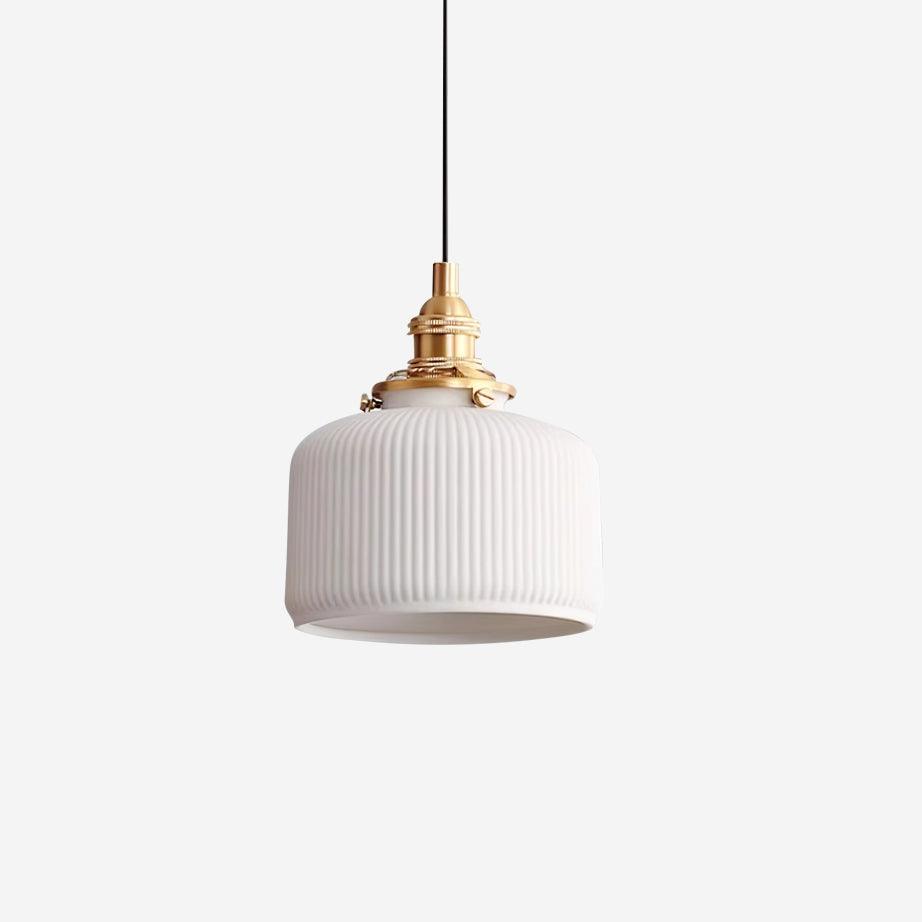 Pendant Lamp Ribbed Ceramic Shade - Letslighting