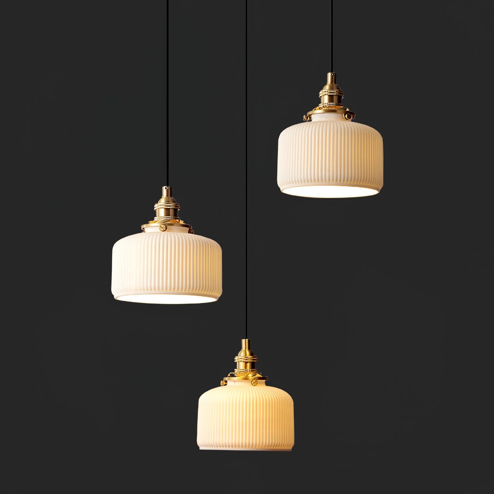Pendant Lamp Ribbed Ceramic Shade - Letslighting