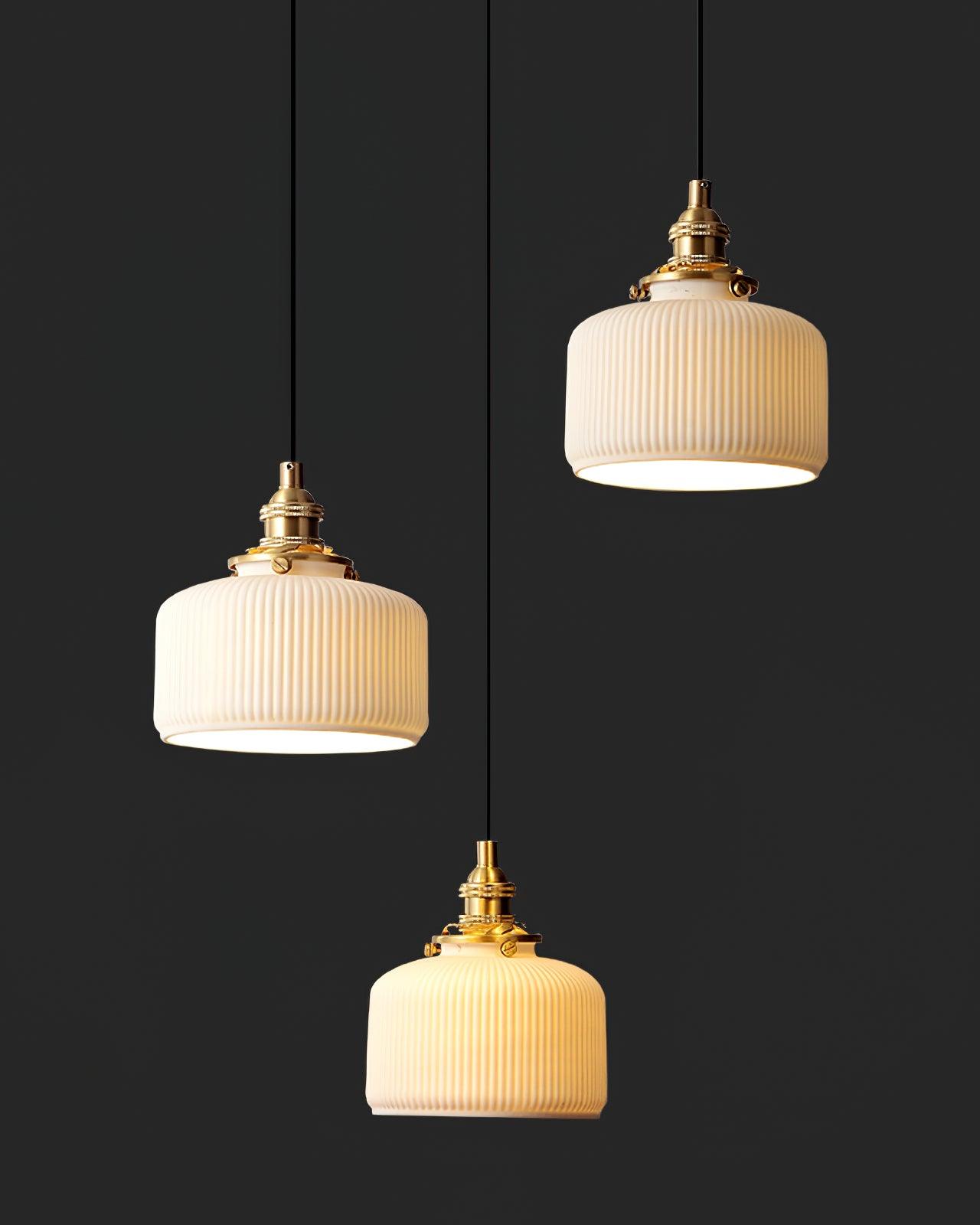 Pendant Lamp Ribbed Ceramic Shade - Letslighting