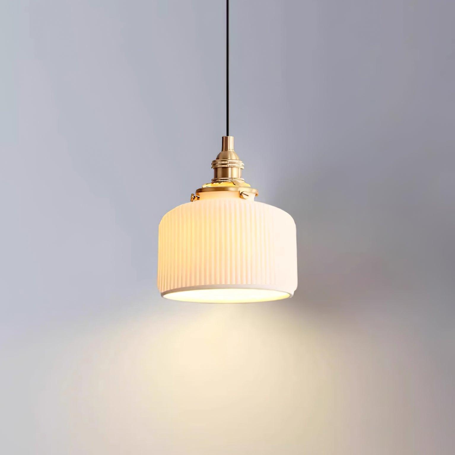 Pendant Lamp Ribbed Ceramic Shade - Letslighting