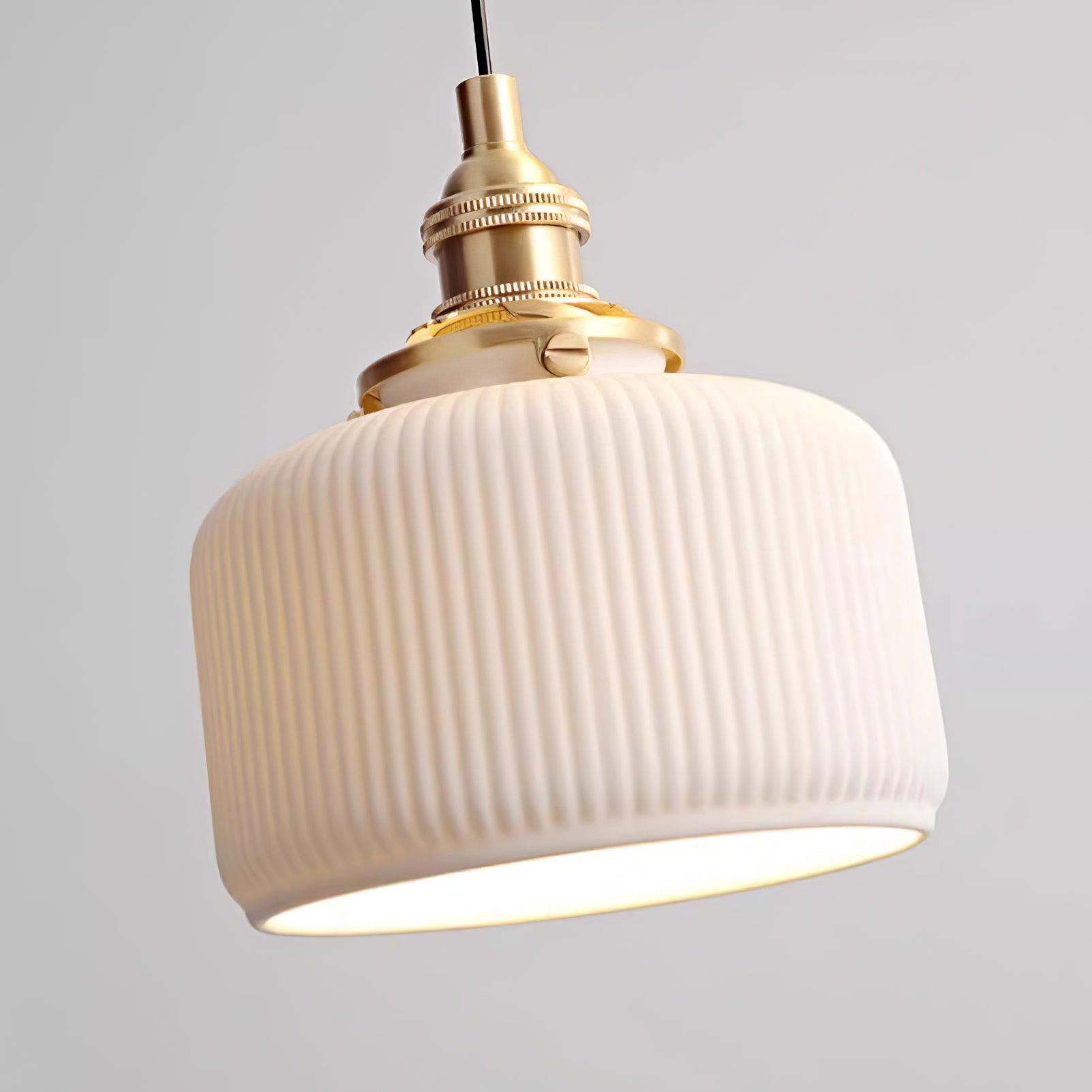 Pendant Lamp Ribbed Ceramic Shade - Letslighting