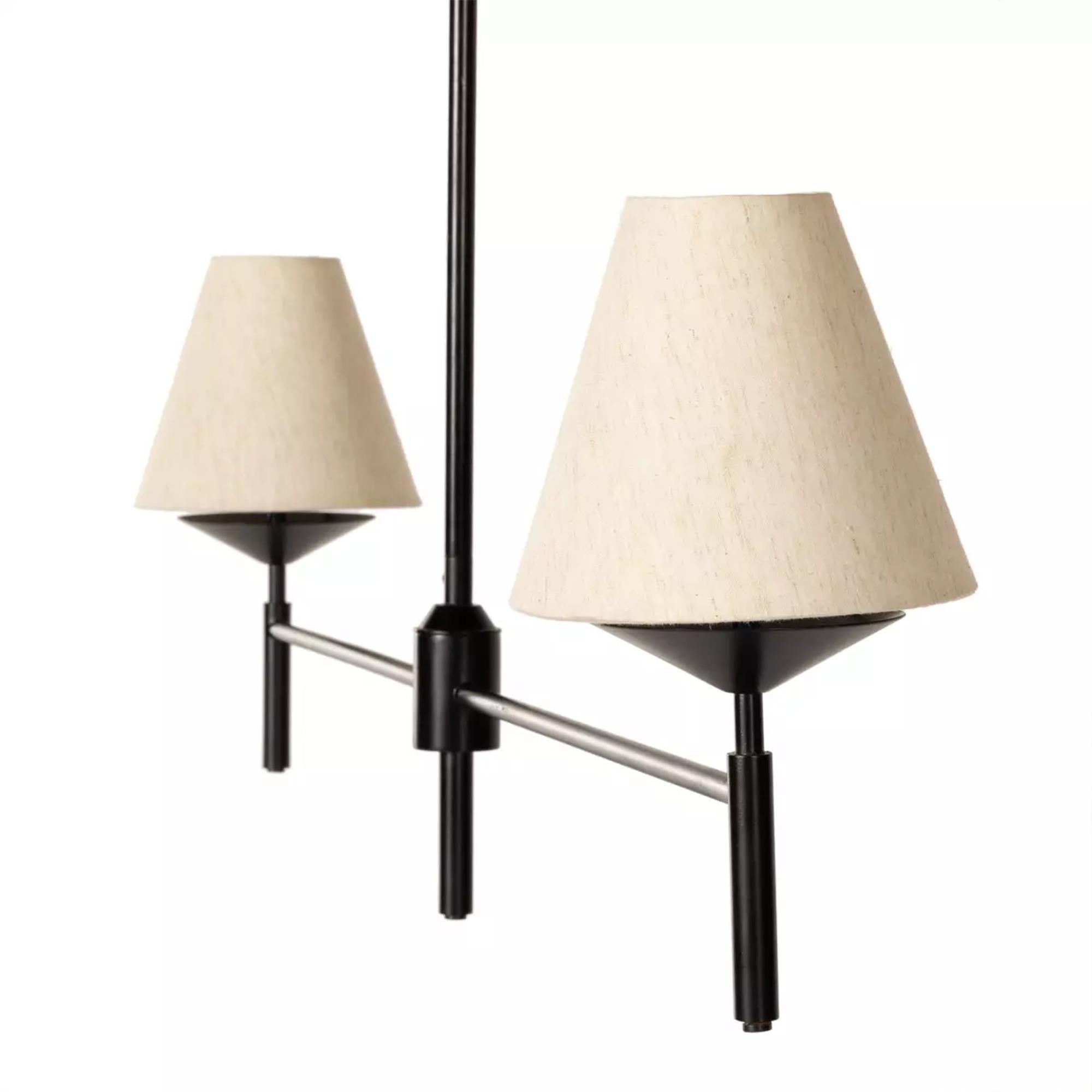 Ulphaa Vintage Industrial Black Fabric Chandelier - Lamp Copper