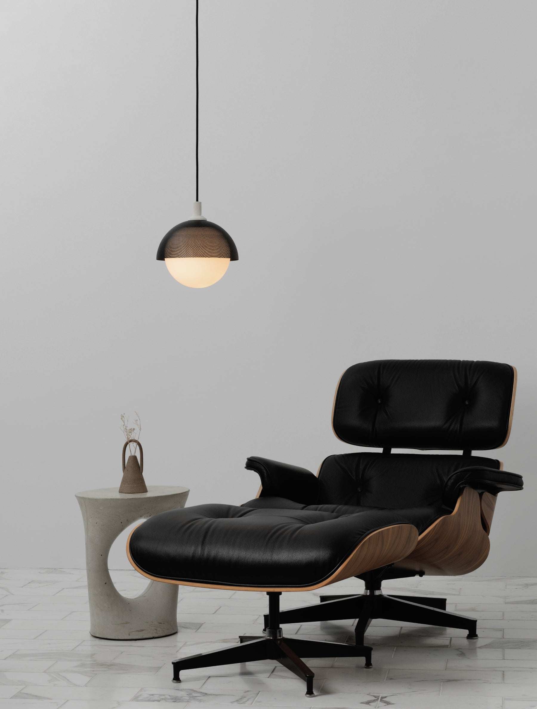 Pith Modern Minimalist Dome Perforated Wooden Metal Pendant Lamp - Lamp Copper