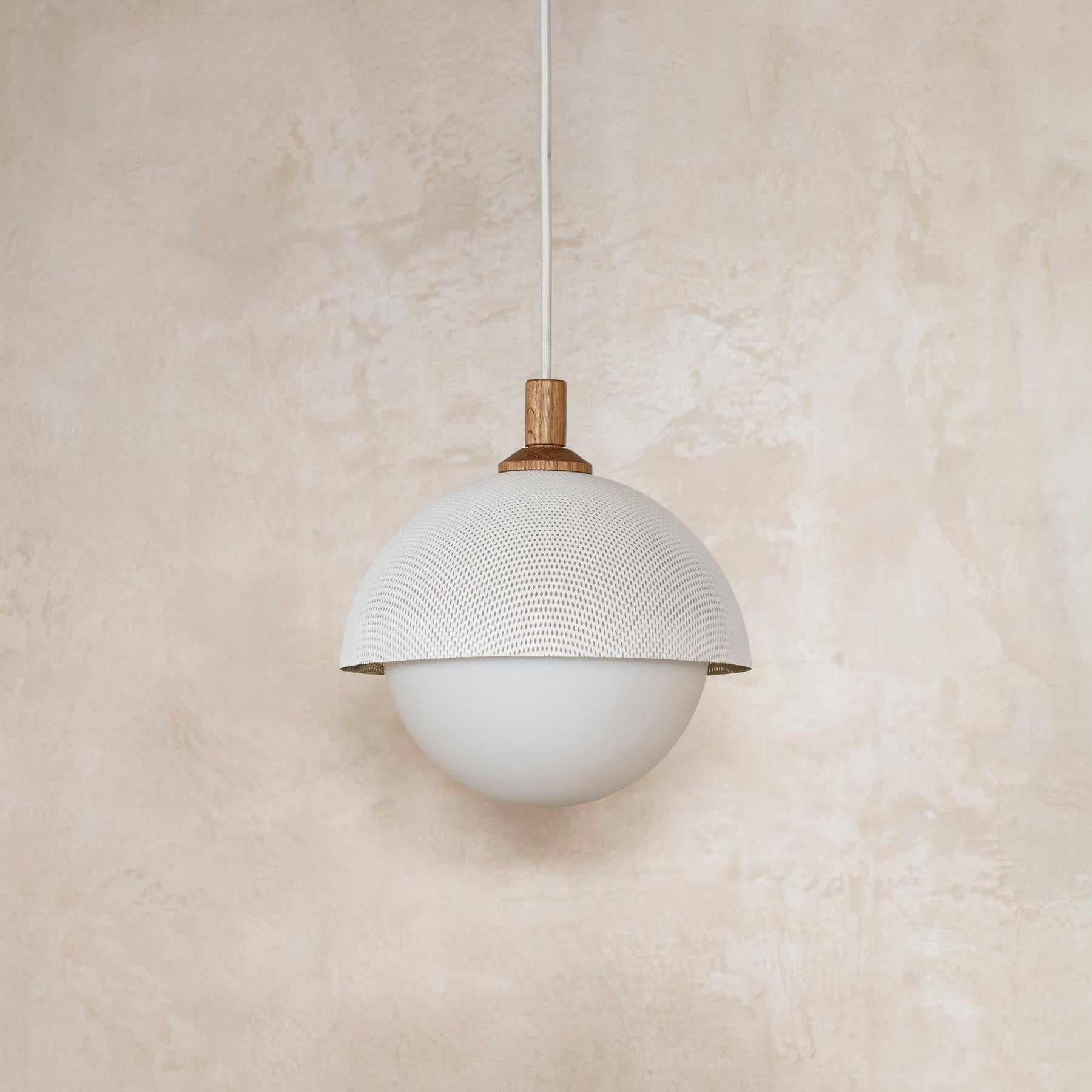 Pith Modern Minimalist Dome Perforated Wooden Metal Pendant Lamp - Lamp Copper