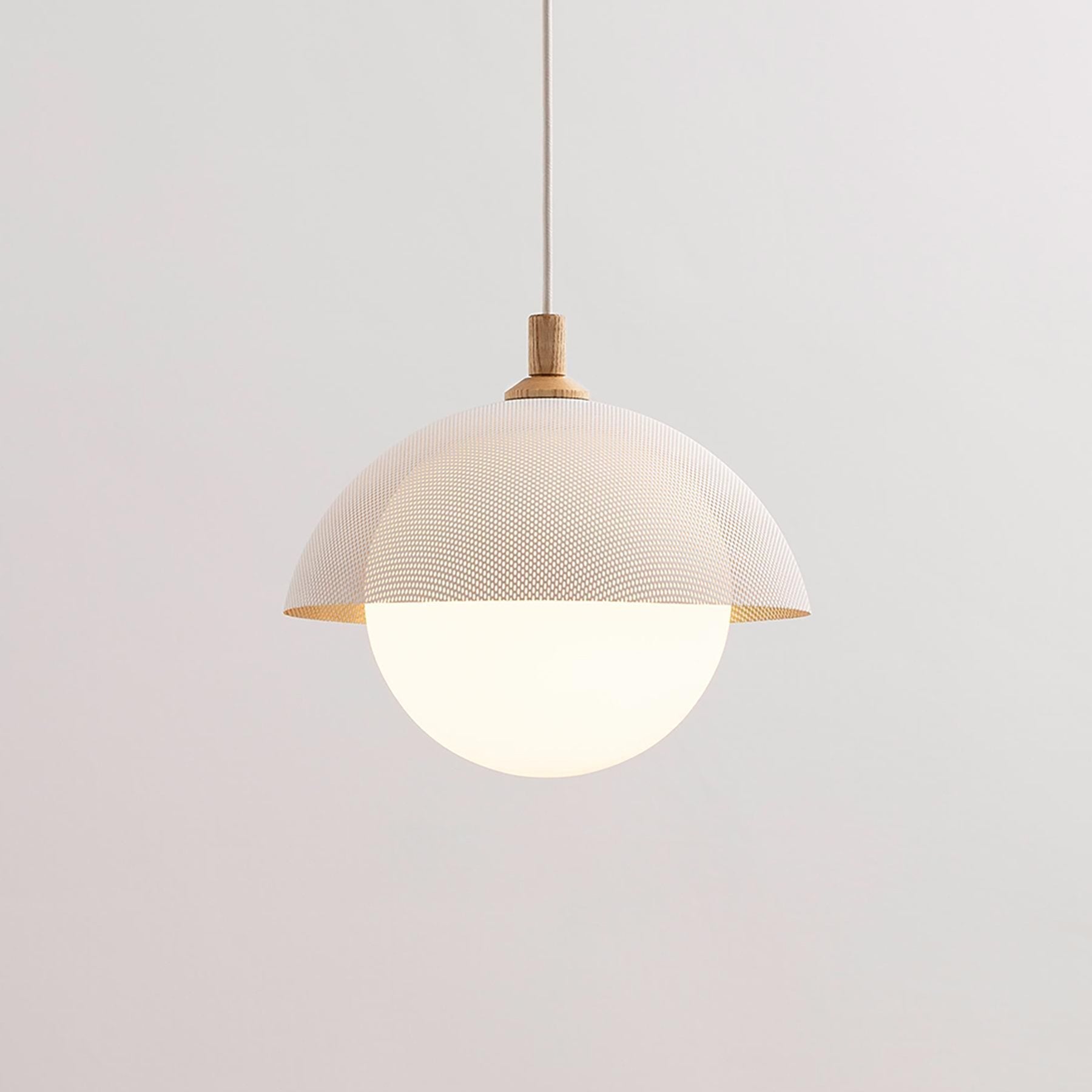 Pith Modern Minimalist Dome Perforated Wooden Metal Pendant Lamp - Lamp Copper
