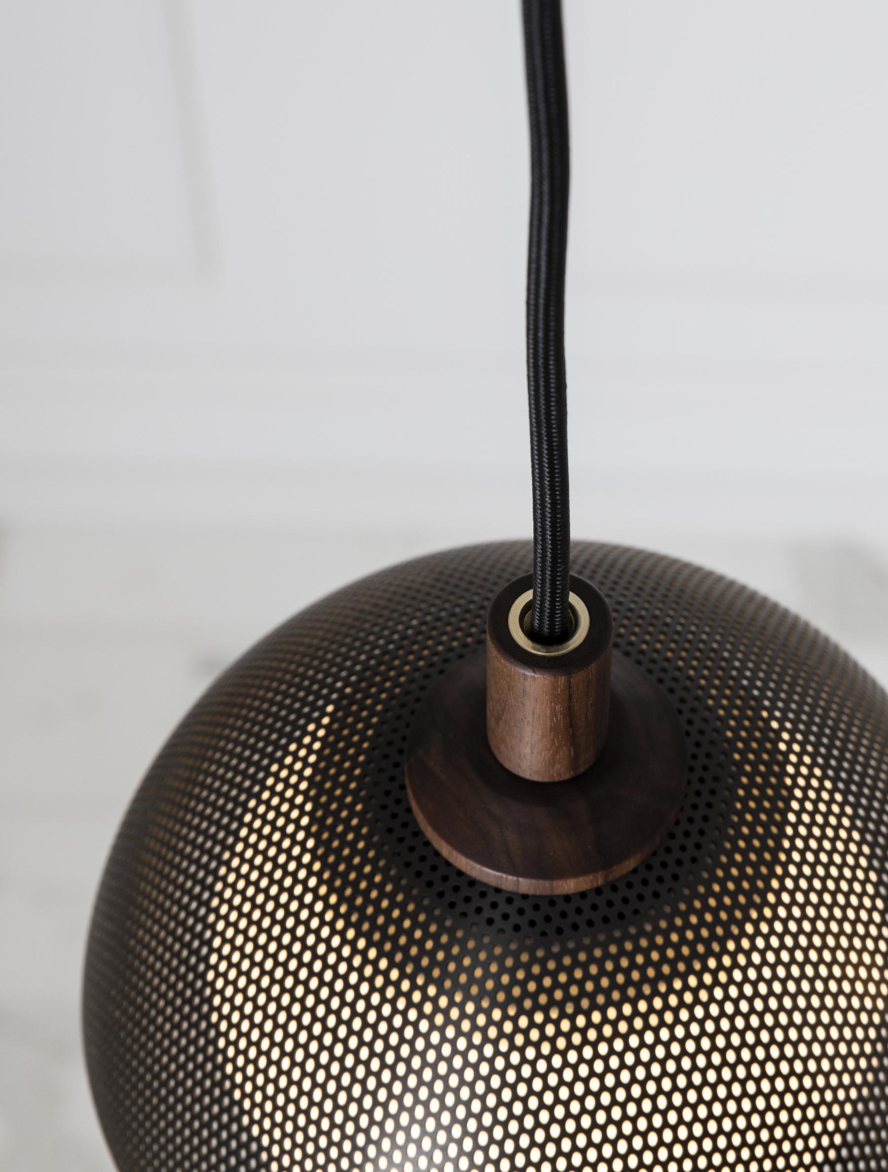 Pith Modern Minimalist Dome Perforated Wooden Metal Pendant Lamp - Lamp Copper