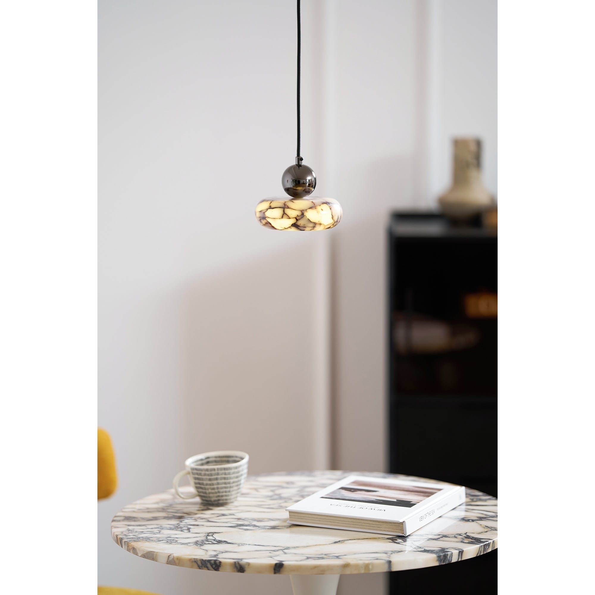 Ridge Modern Minimalist Marble Metal Pendant Lamp - Lamp Copper