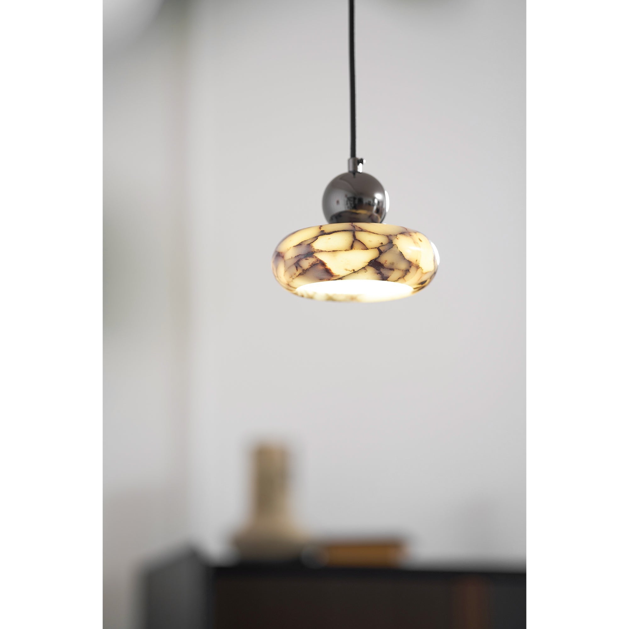 Ridge Modern Minimalist Marble Metal Pendant Lamp - Lamp Copper