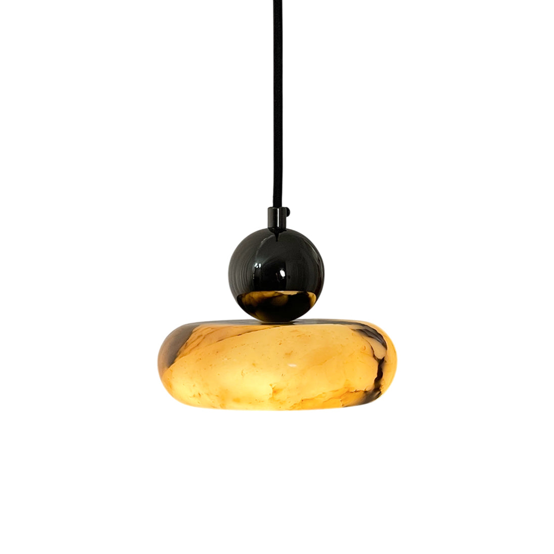 Ridge Modern Minimalist Marble Metal Pendant Lamp - Lamp Copper