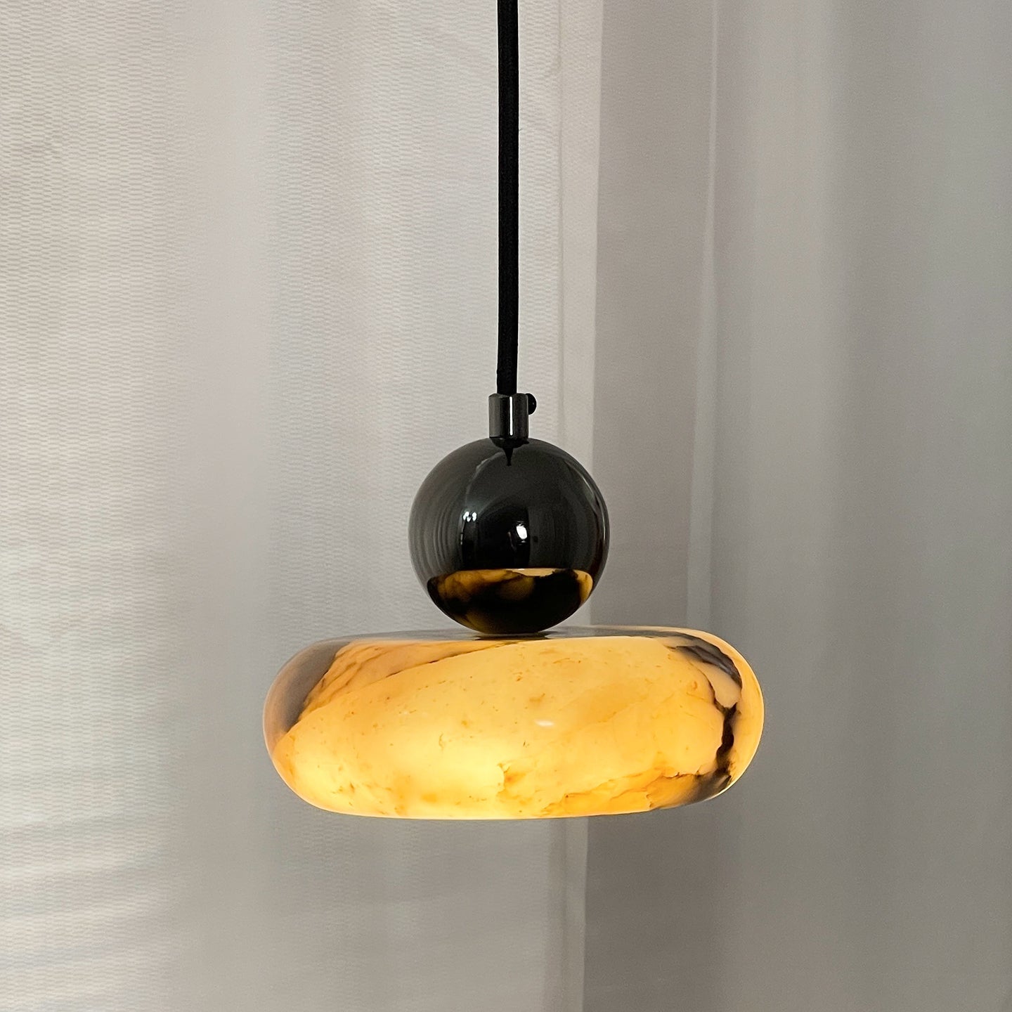 Ridge Modern Minimalist Marble Metal Pendant Lamp - Lamp Copper