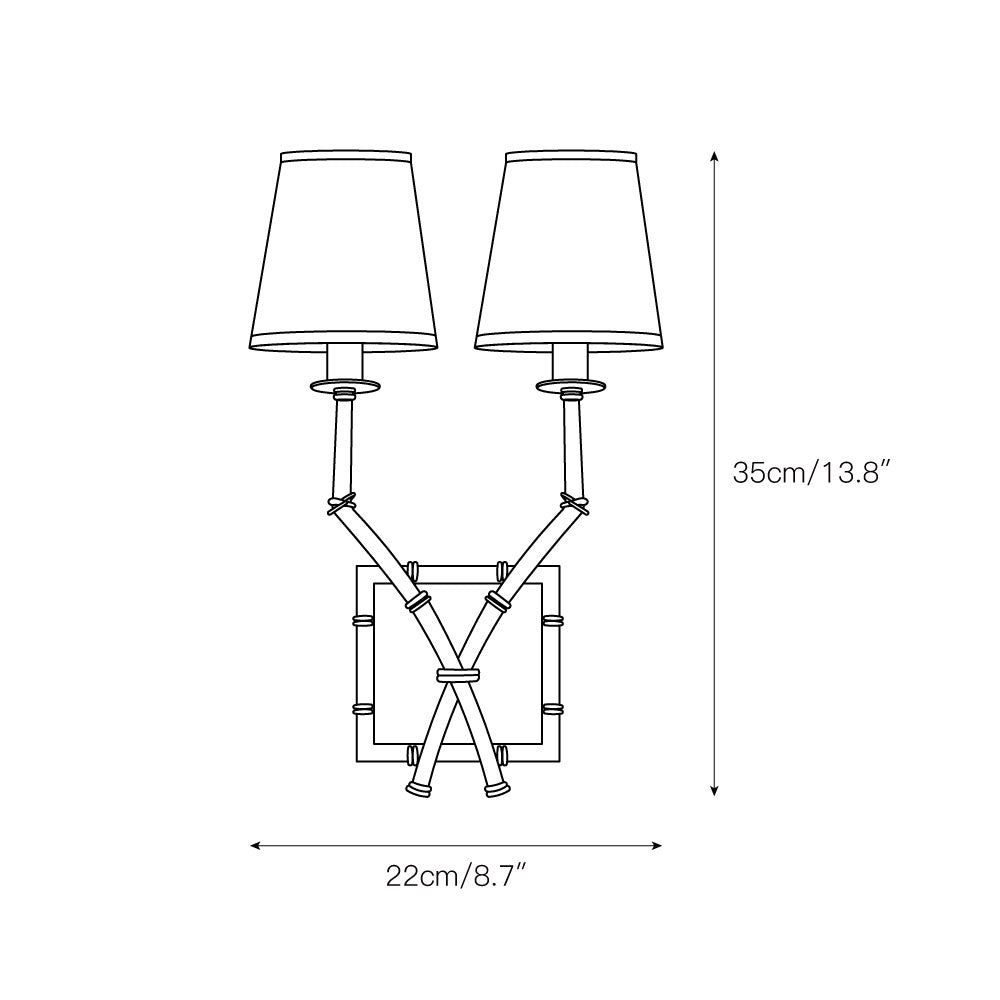 Yelp Vintage Industrial Double Arm Bamboo Fabric Sconce Wall Lamp - Lamp Copper