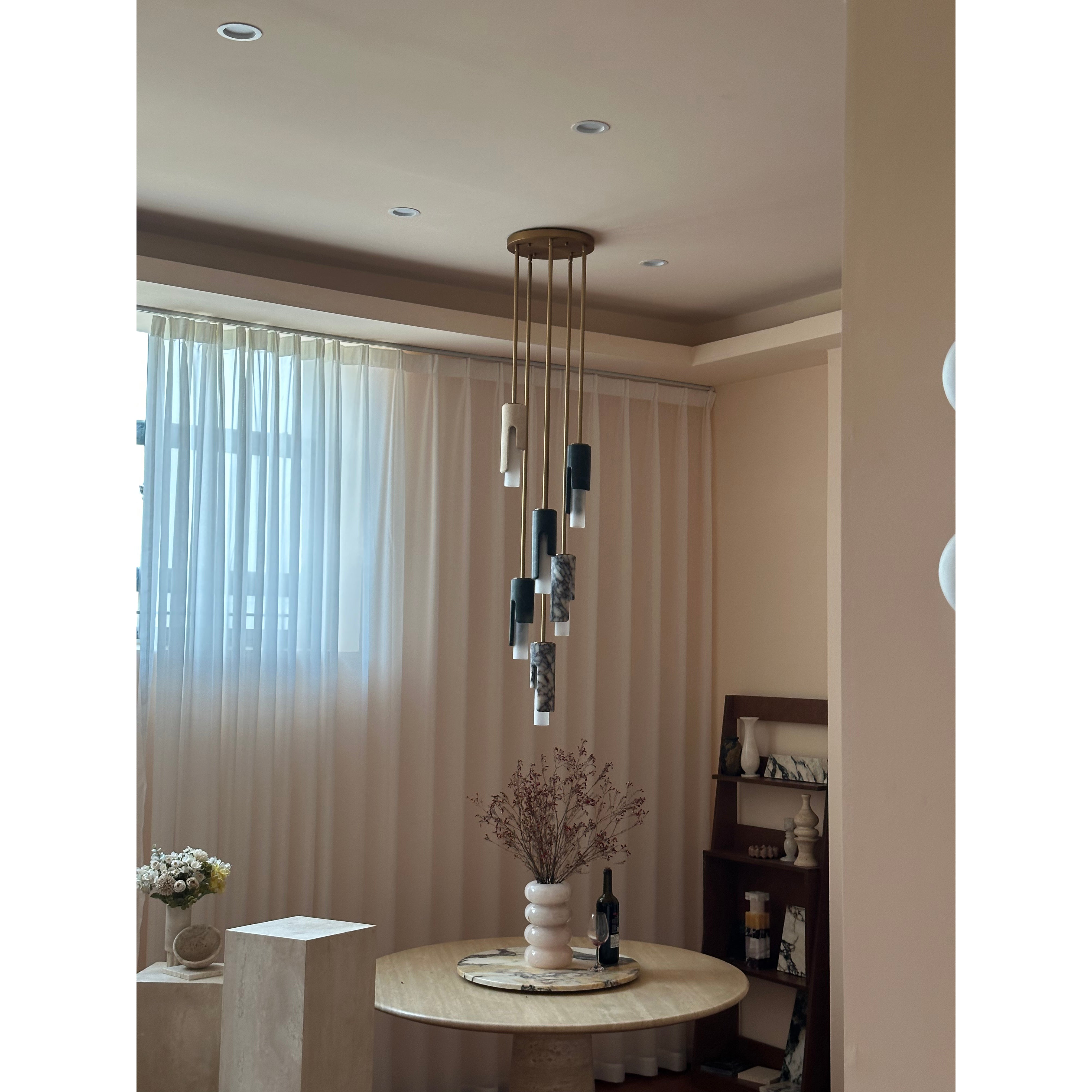 Elix Modern Minimalist Marble Glass Pendant Lamp - Lamp Copper