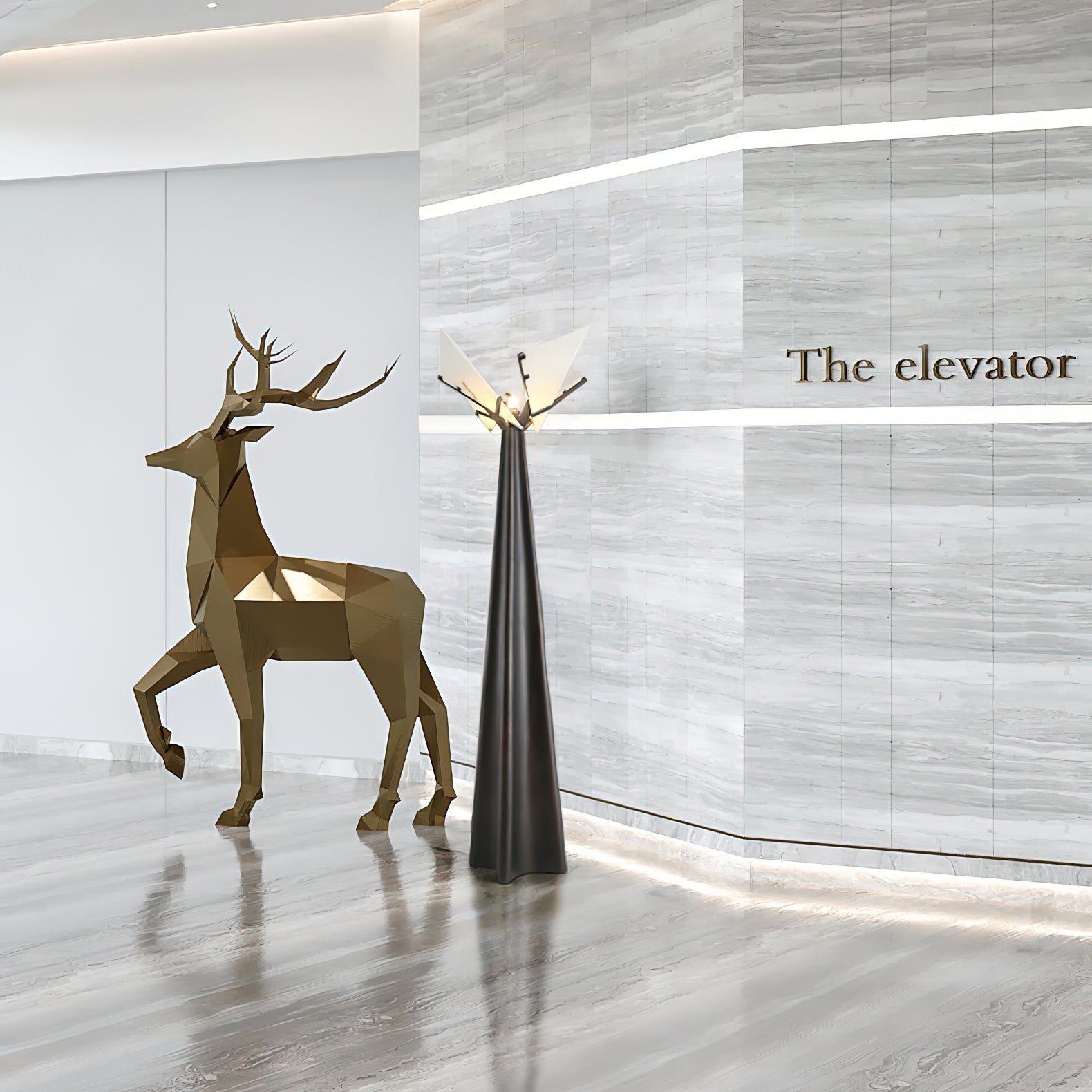 Drape Alabaster Floor Lamp - Lamp Copper